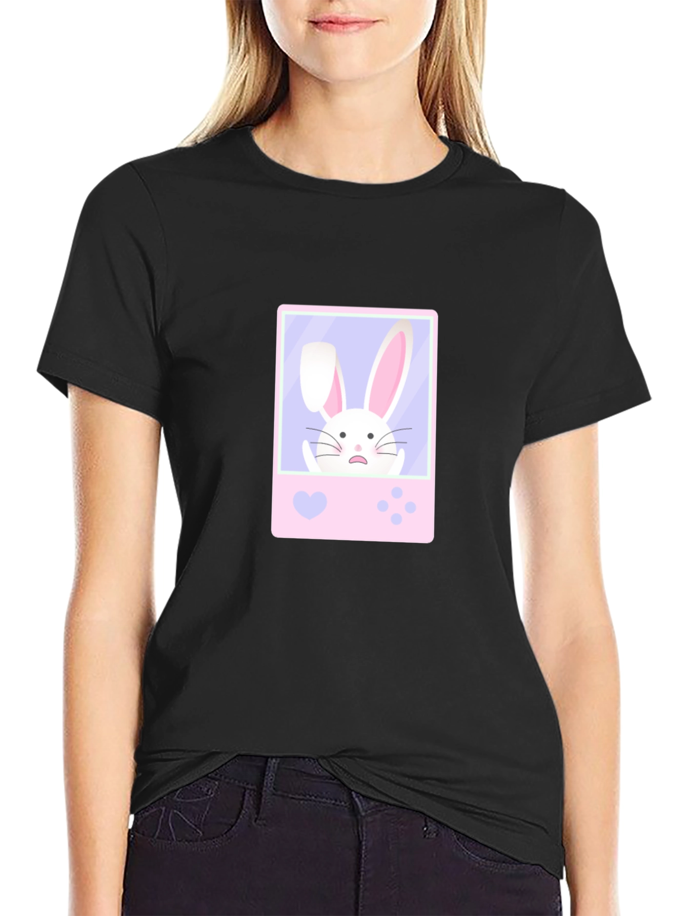 Cute Bunny Game Black T-Shirt