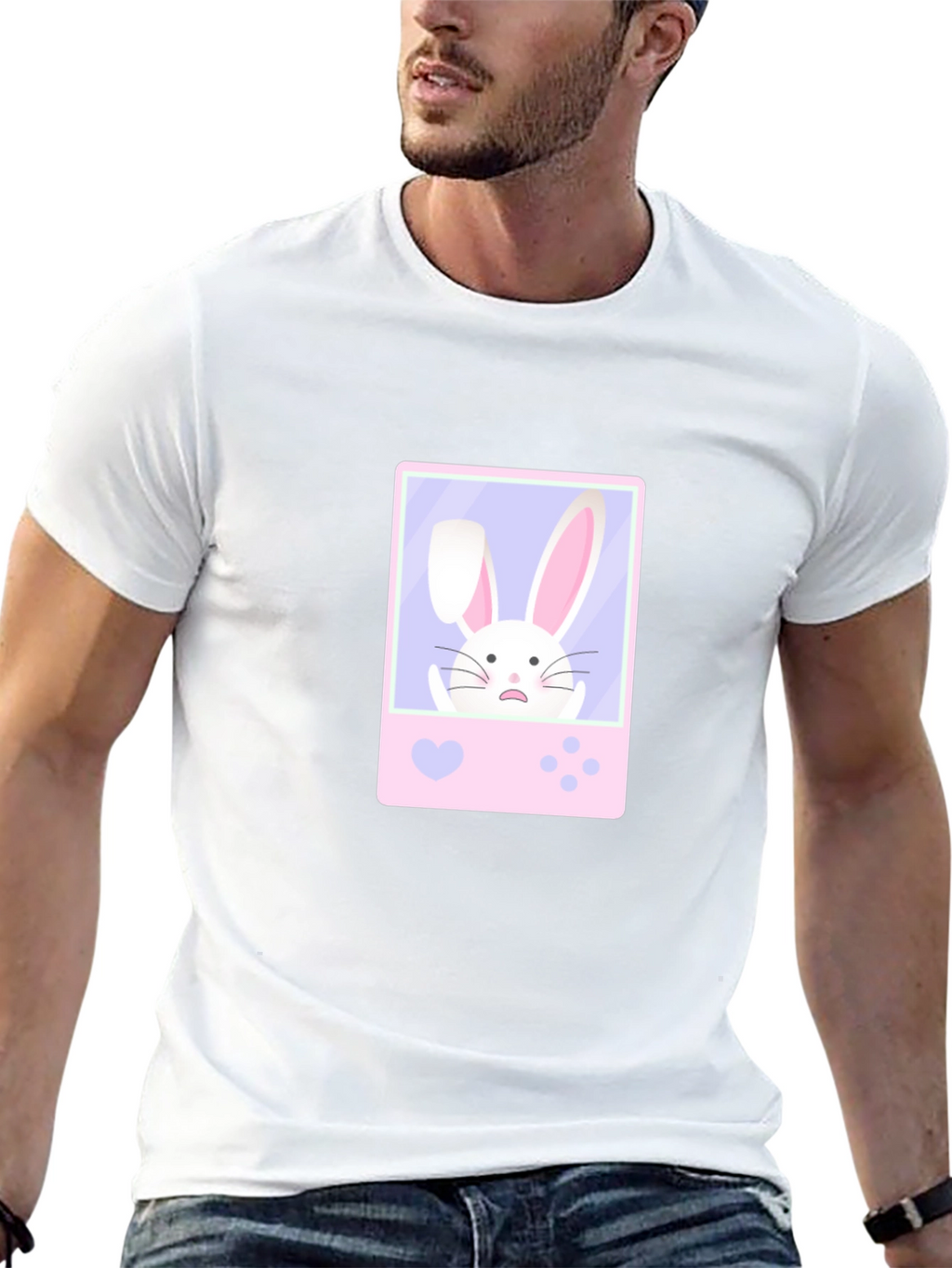 Cute Bunny Game Black T-Shirt