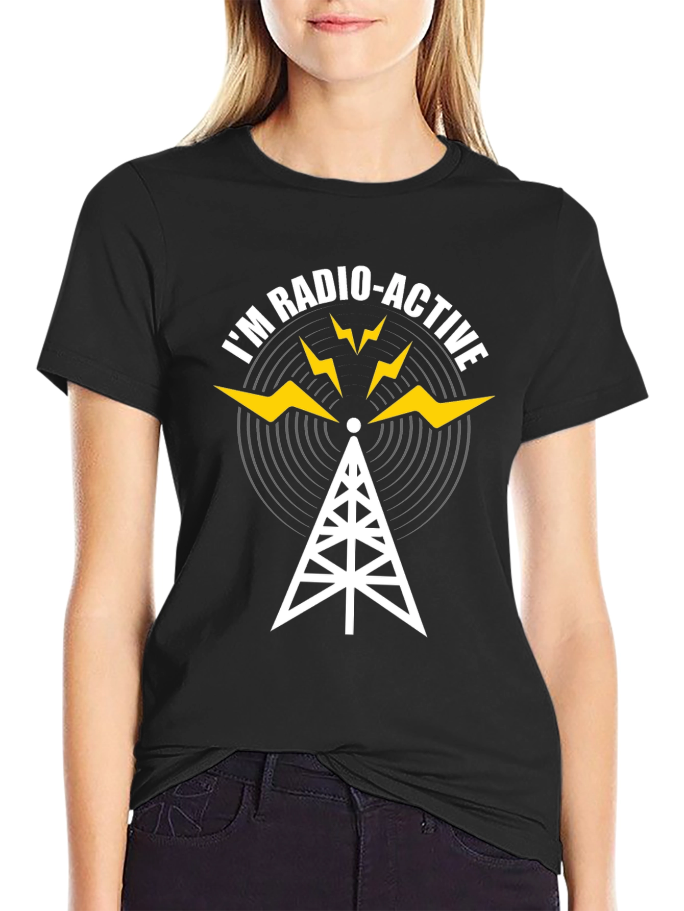 Radioactive Antenna Graphic Tee - Black Cotton Blend