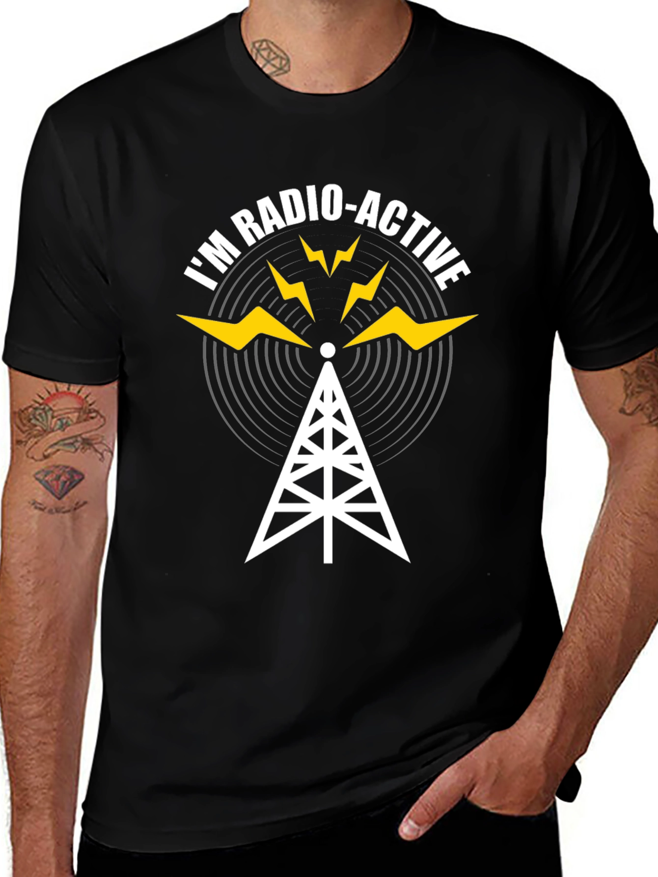 Radioactive Antenna Graphic Tee - Black Cotton Blend