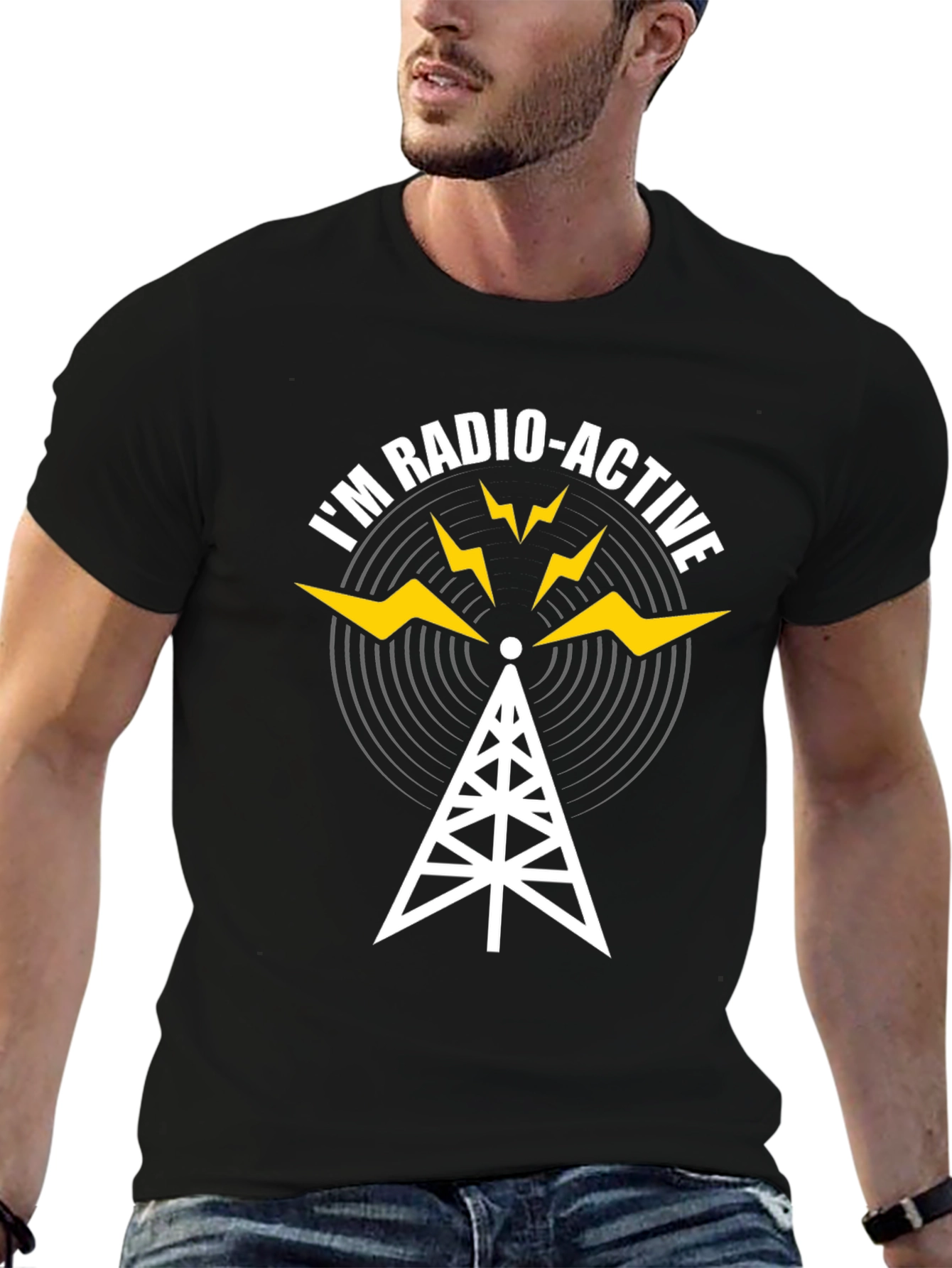 Radioactive Antenna Graphic Tee - Black Cotton Blend