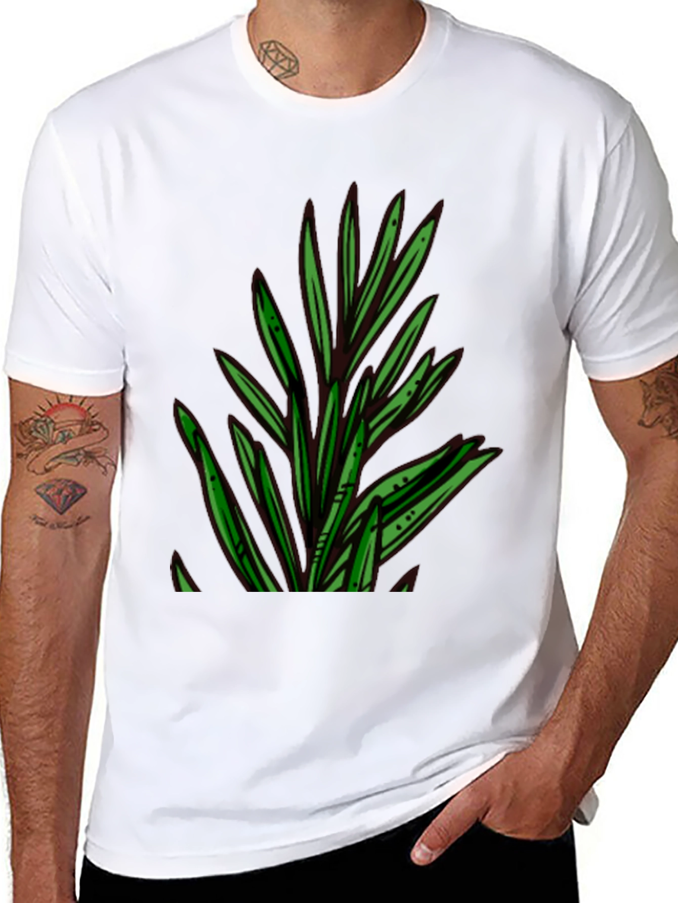 Botanical Print Black T-Shirt
