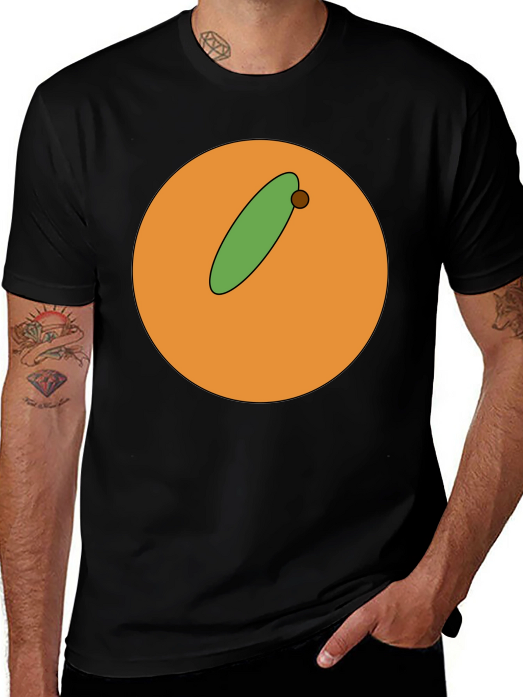 Cartoon Orange with Olive Graphic T-Shirt