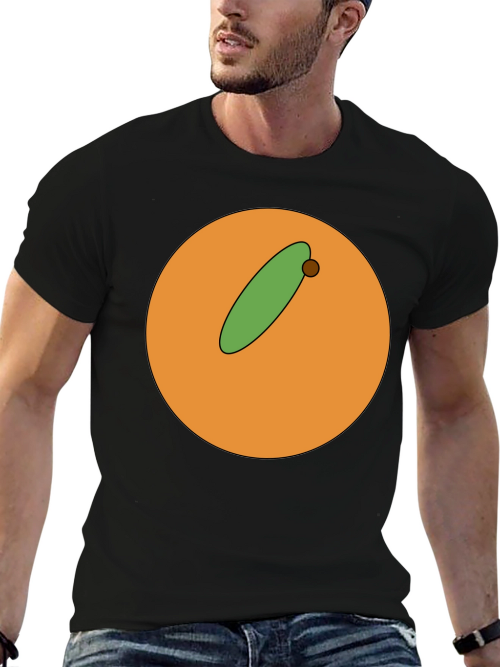 Cartoon Orange with Olive Graphic T-Shirt