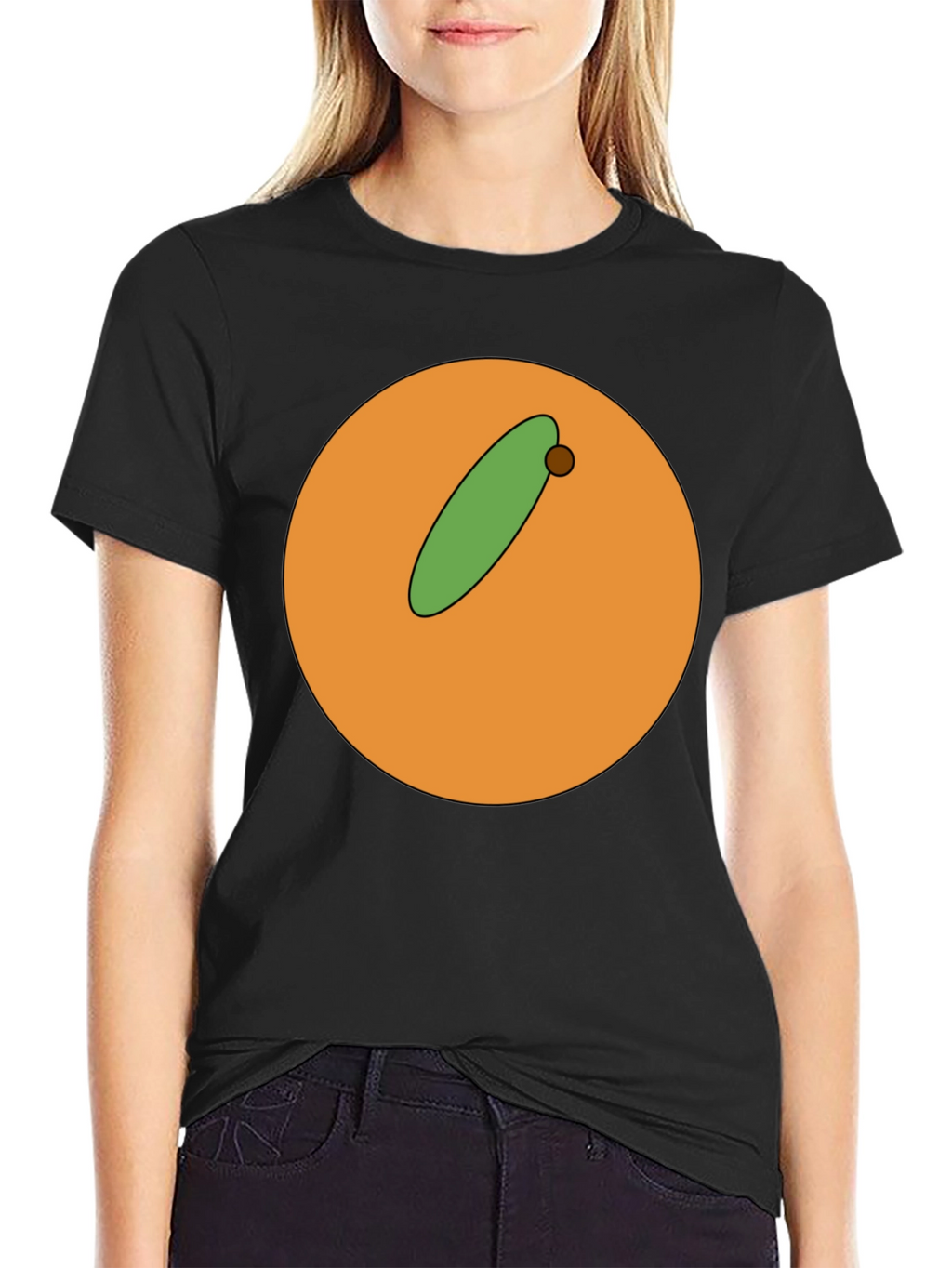 Cartoon Orange with Olive Graphic T-Shirt