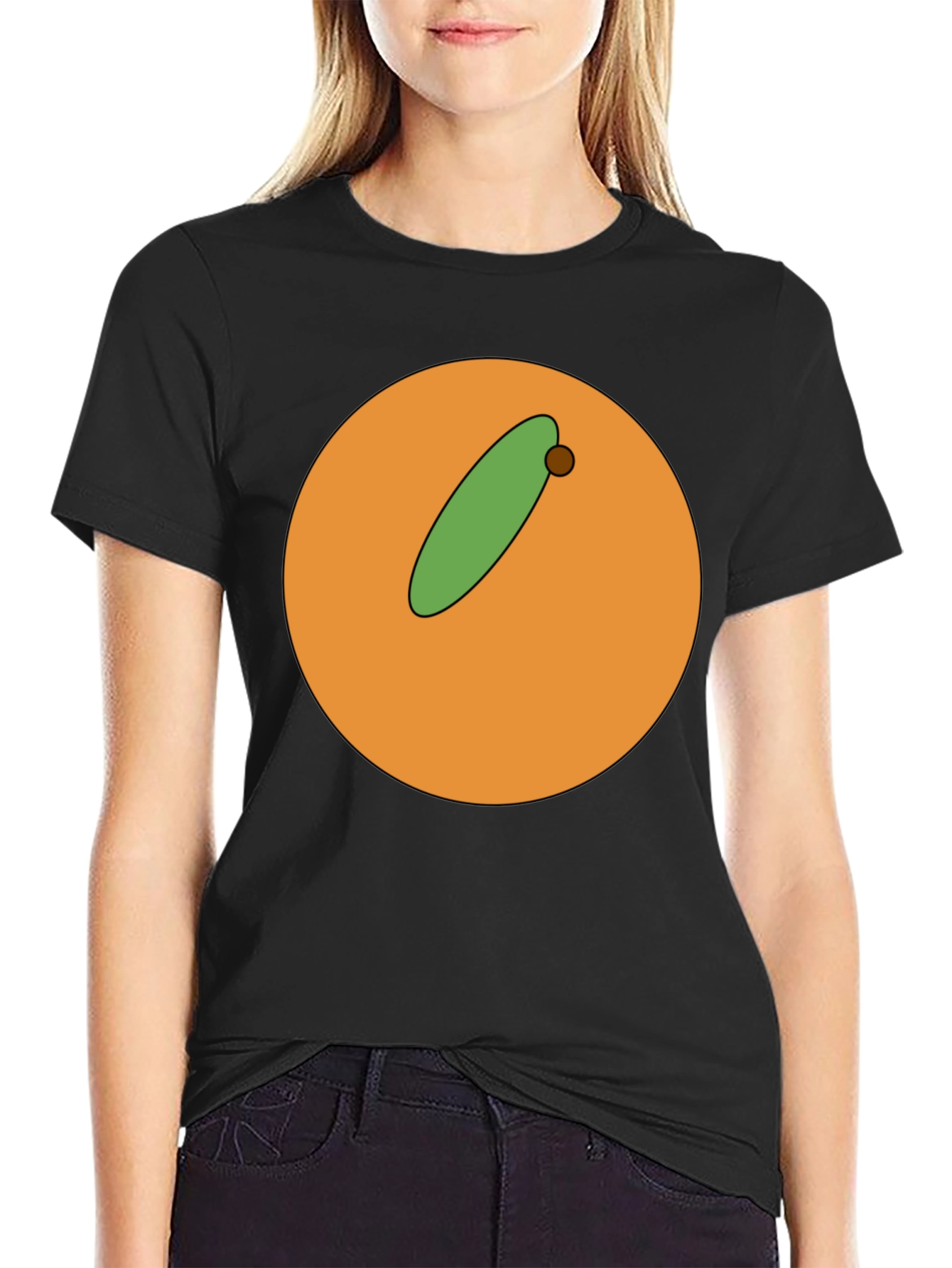 Cartoon Orange with Olive Graphic T-Shirt