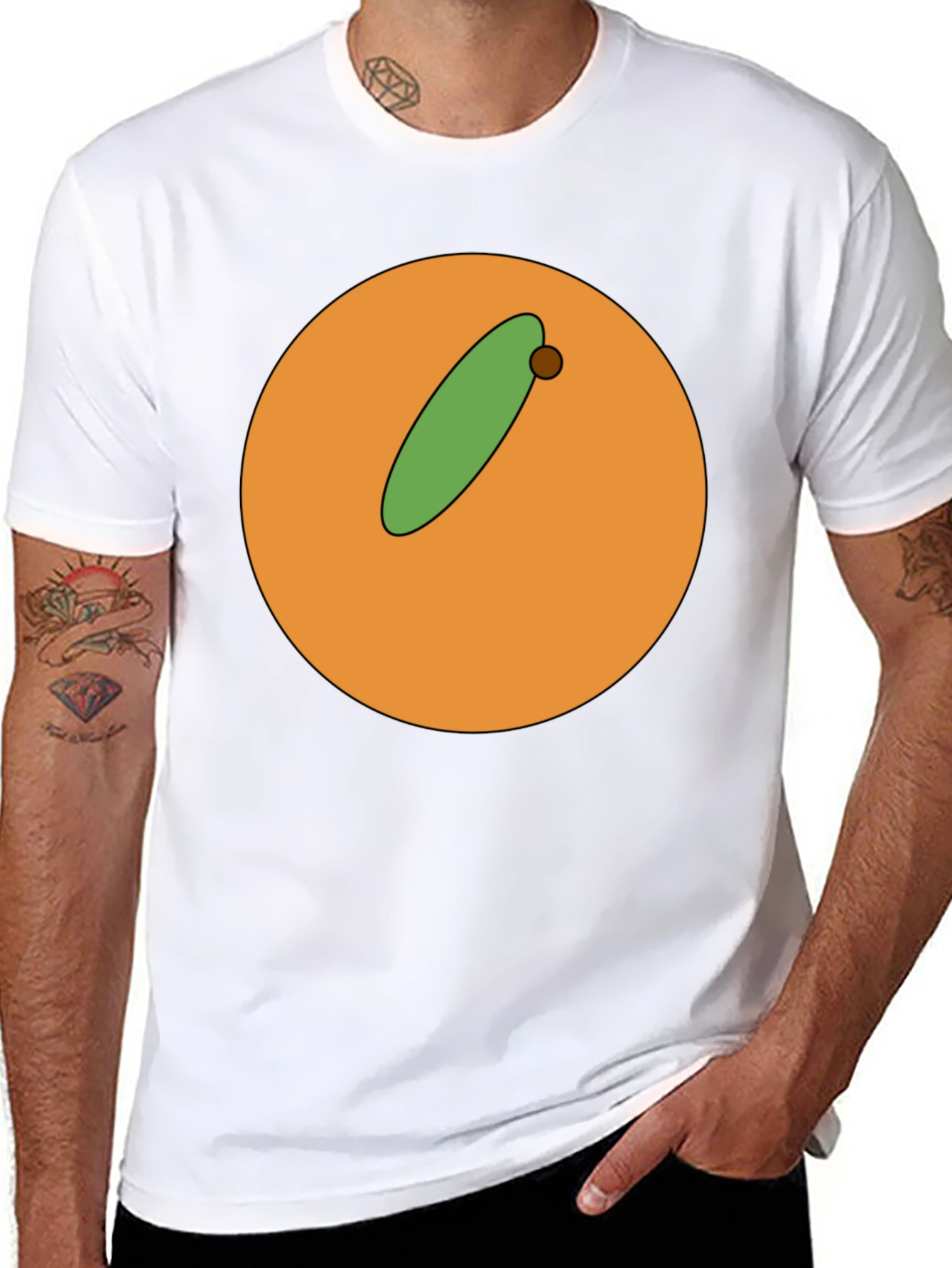 Cartoon Orange with Olive Graphic T-Shirt