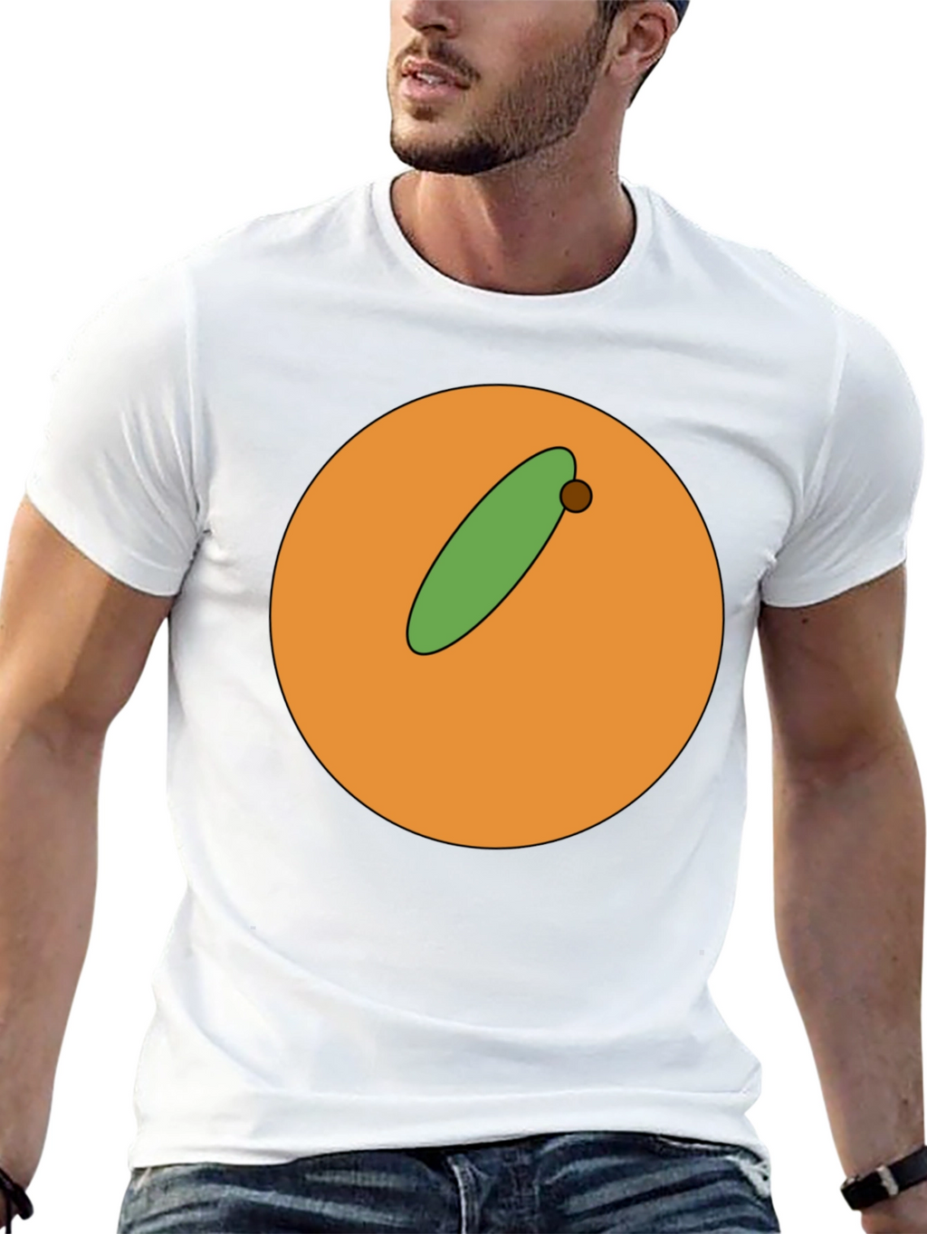 Cartoon Orange with Olive Graphic T-Shirt