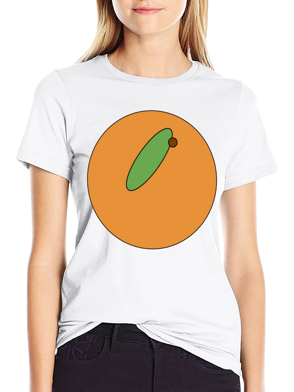 Cartoon Orange with Olive Graphic T-Shirt