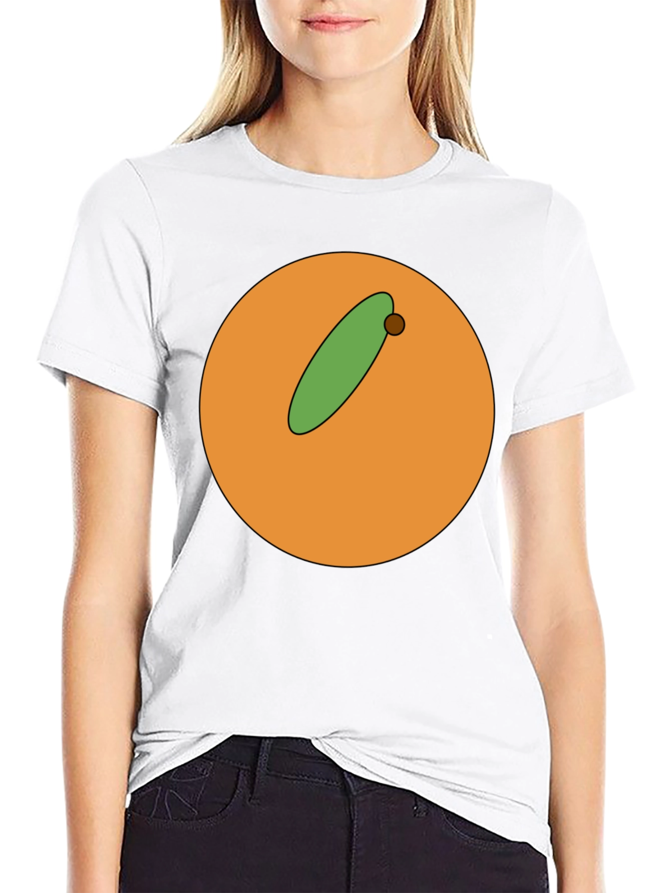 Cartoon Orange with Olive Graphic T-Shirt