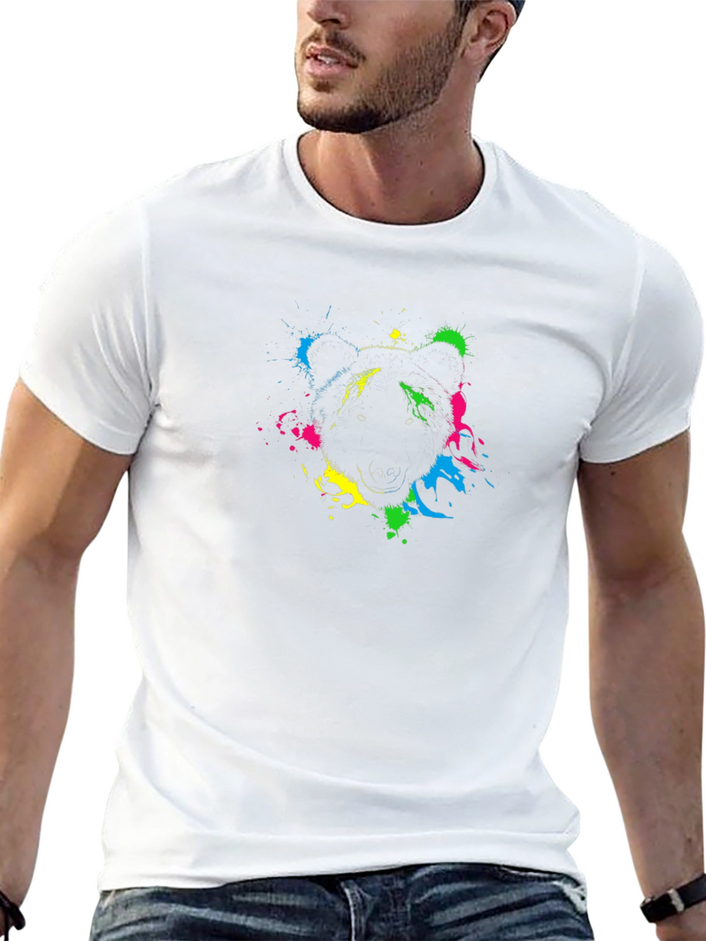 Abstract Bear Graphic Black T-Shirt