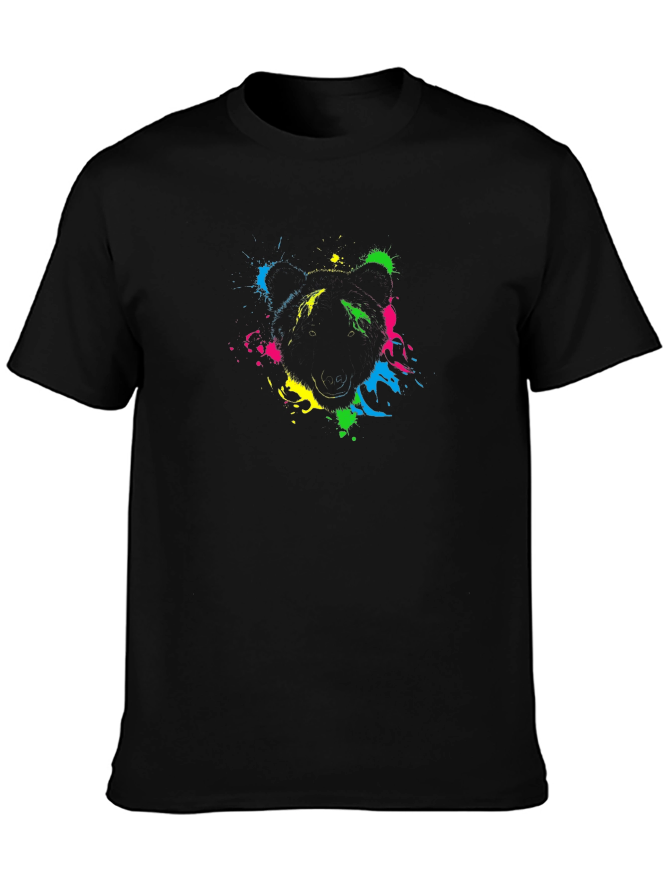 Abstract Bear Graphic Black T-Shirt
