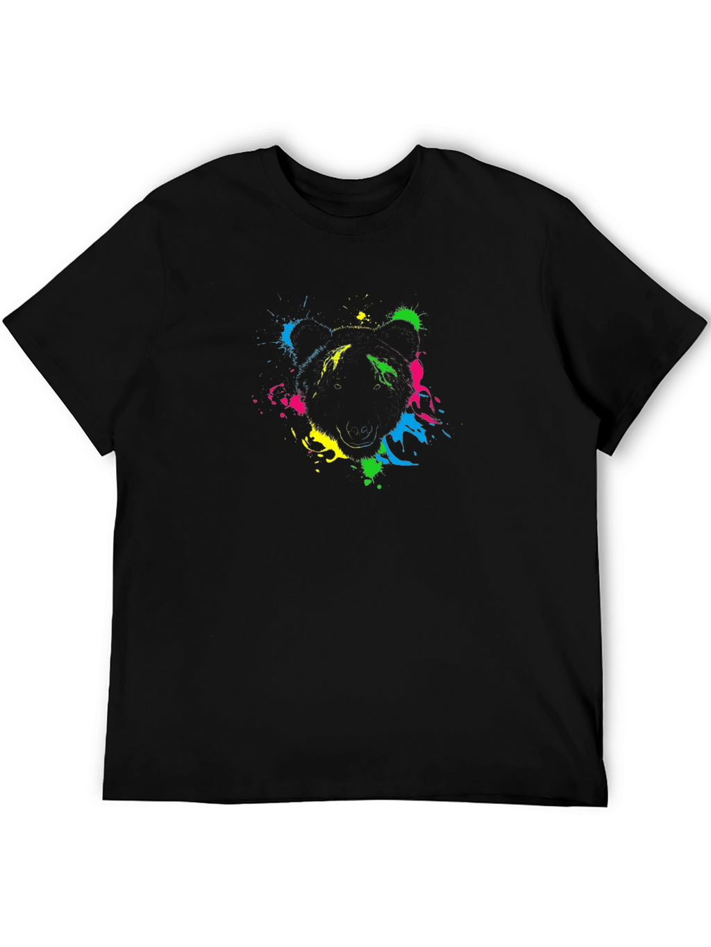 Abstract Bear Graphic Black T-Shirt