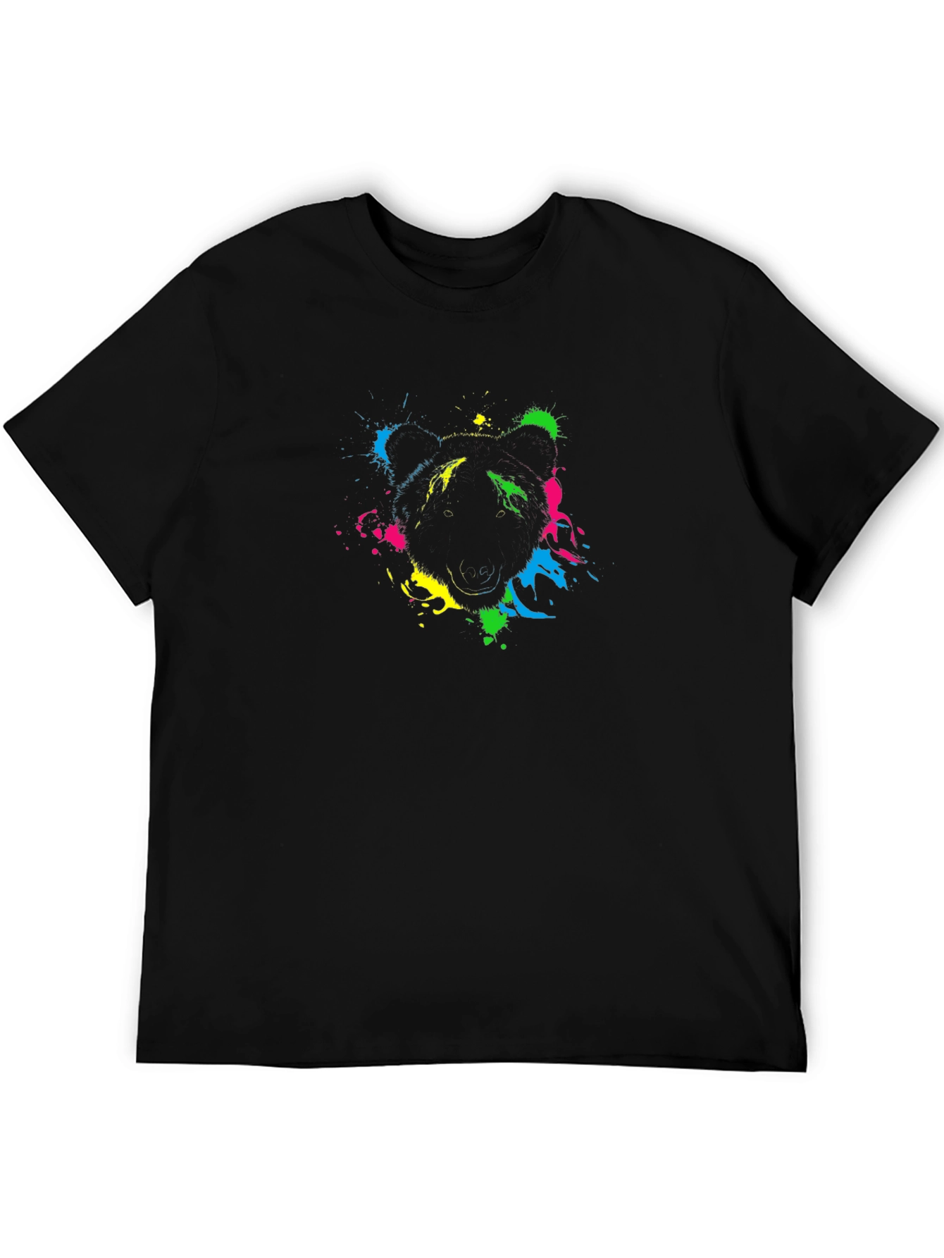 Abstract Bear Graphic Black T-Shirt