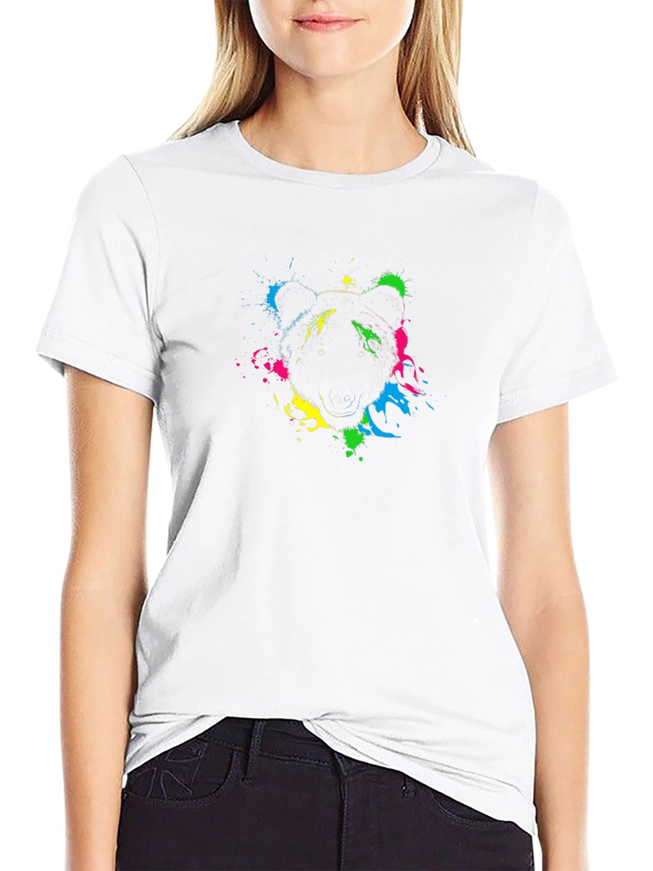 Abstract Bear Graphic Black T-Shirt