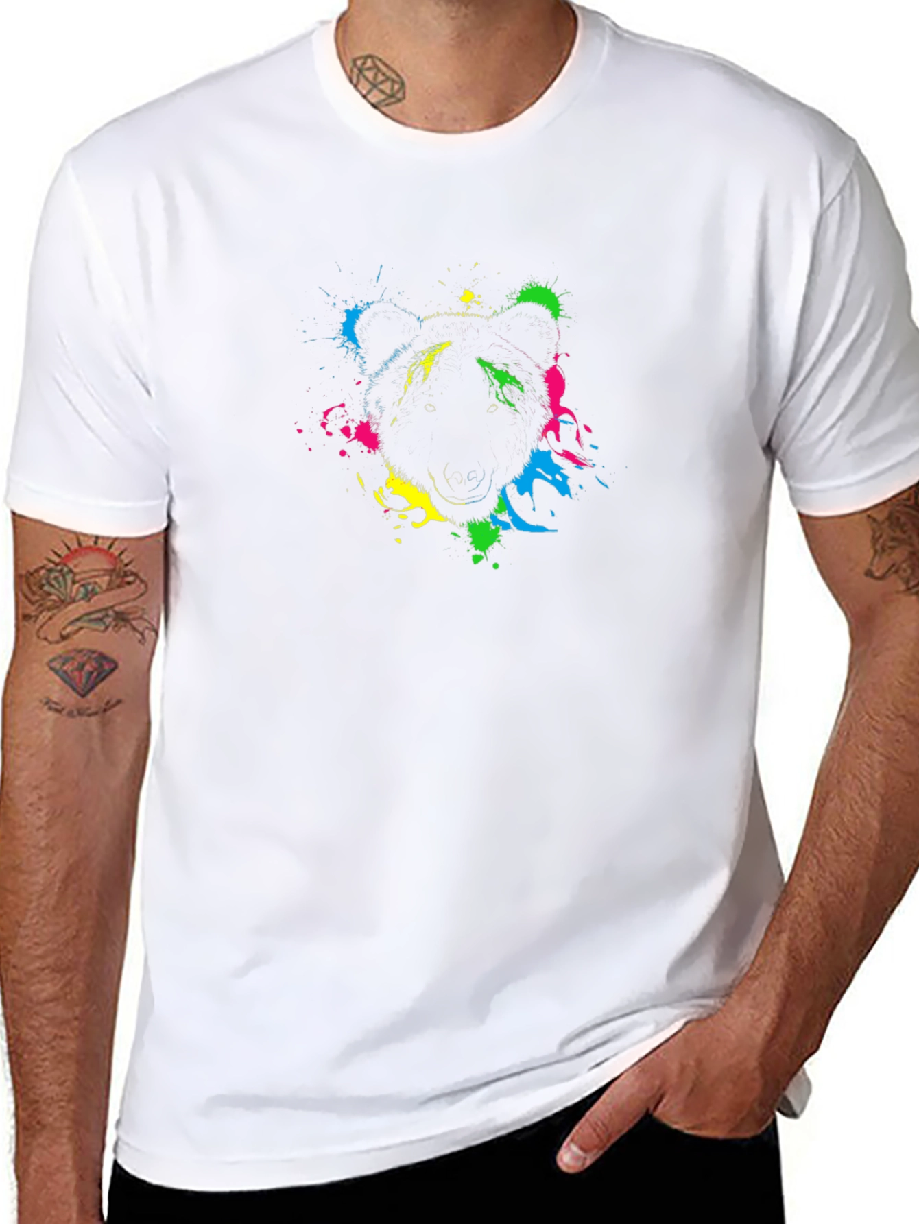 Abstract Bear Graphic Black T-Shirt
