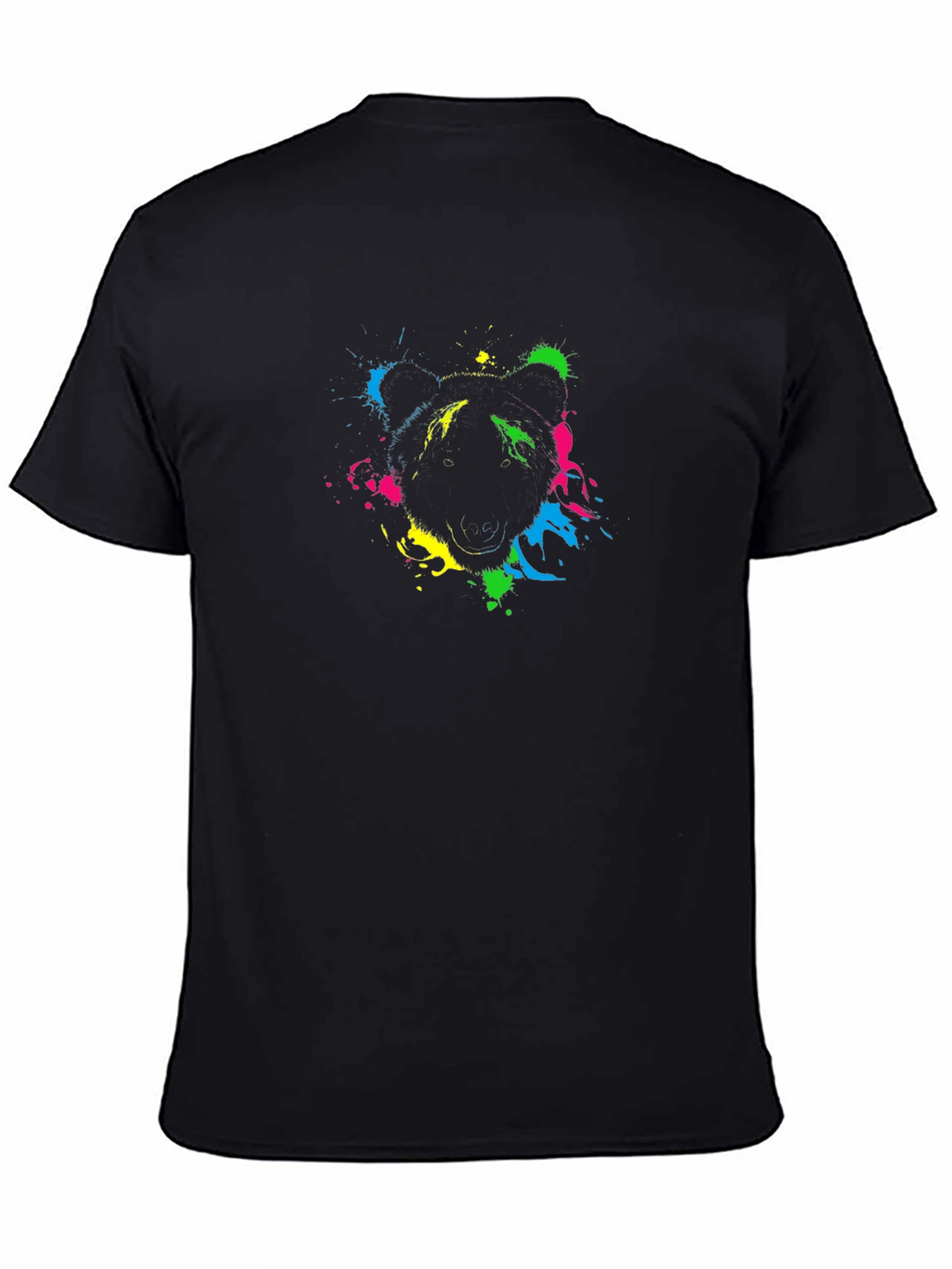 Abstract Bear Graphic Black T-Shirt