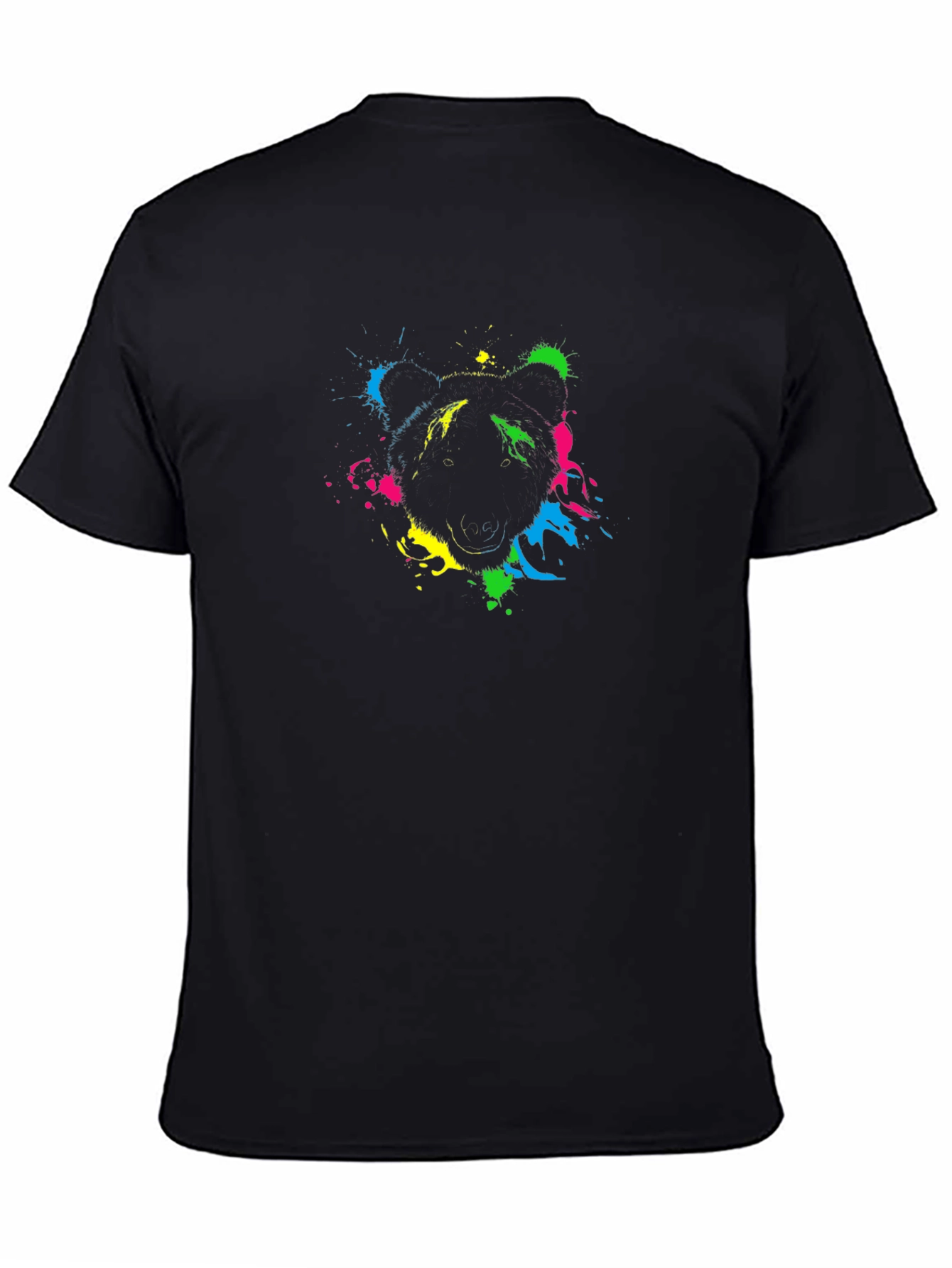Abstract Bear Graphic Black T-Shirt