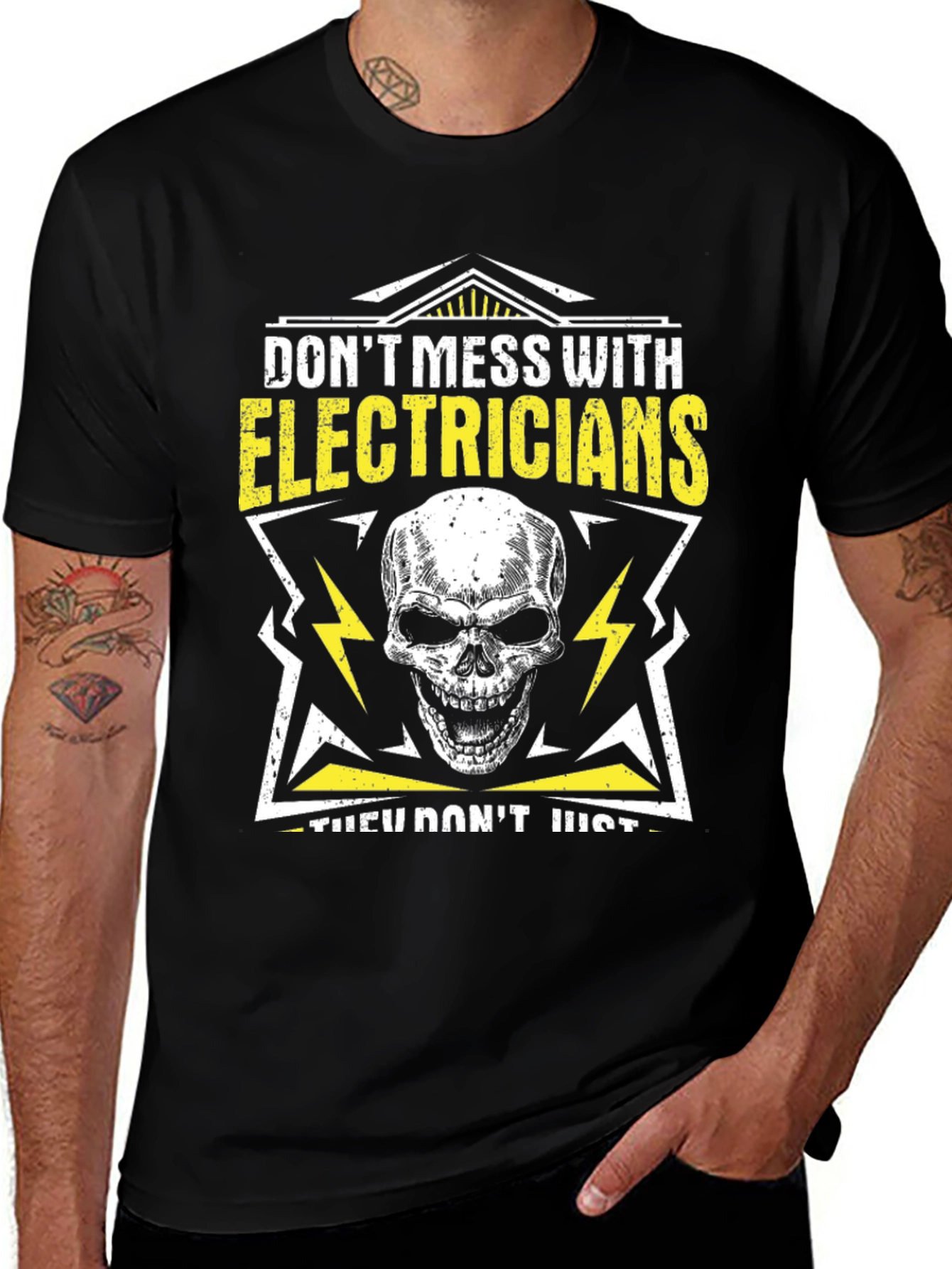 Electrician Skull Graphic T-Shirt