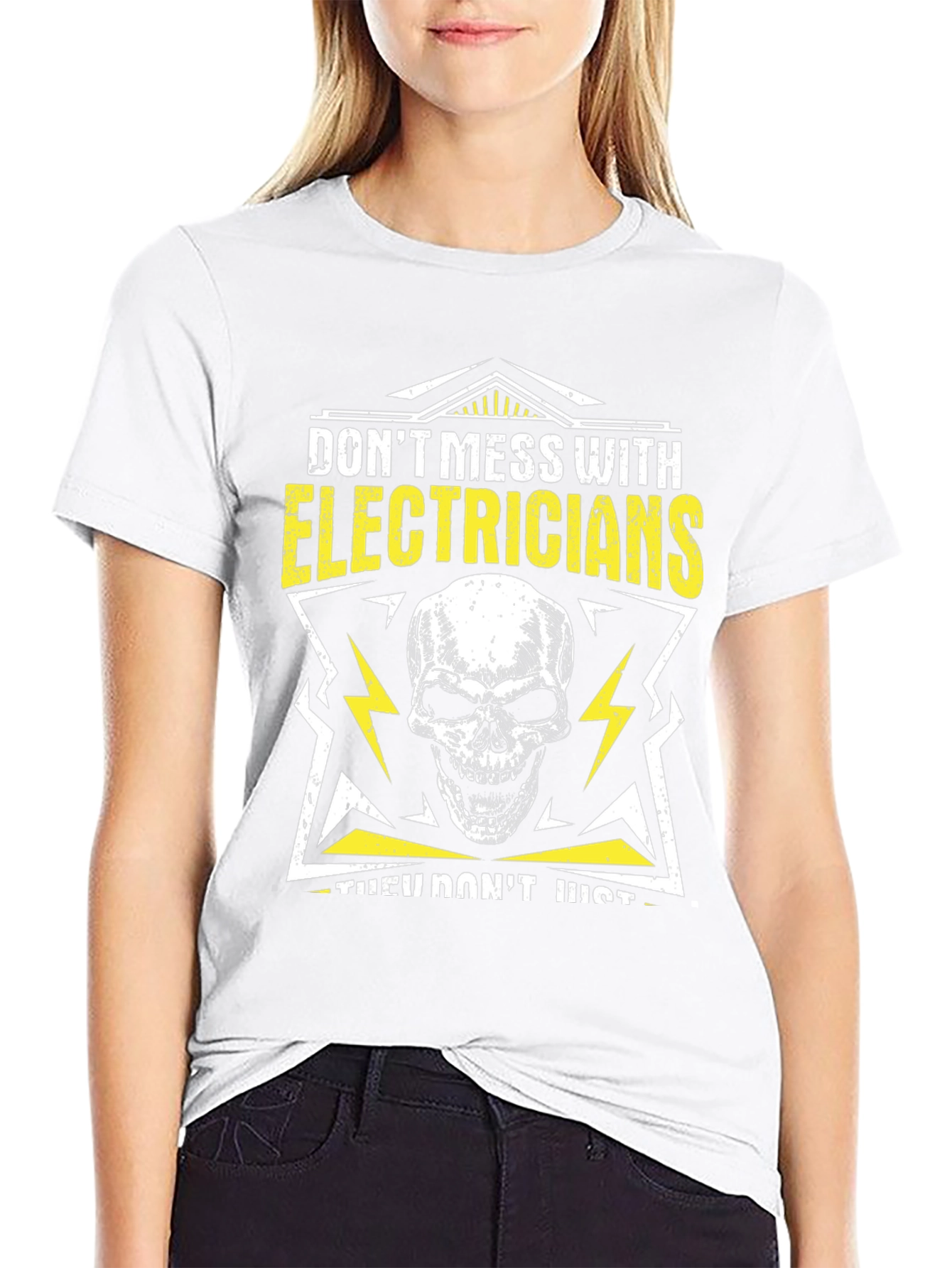 Electrician Skull Graphic T-Shirt