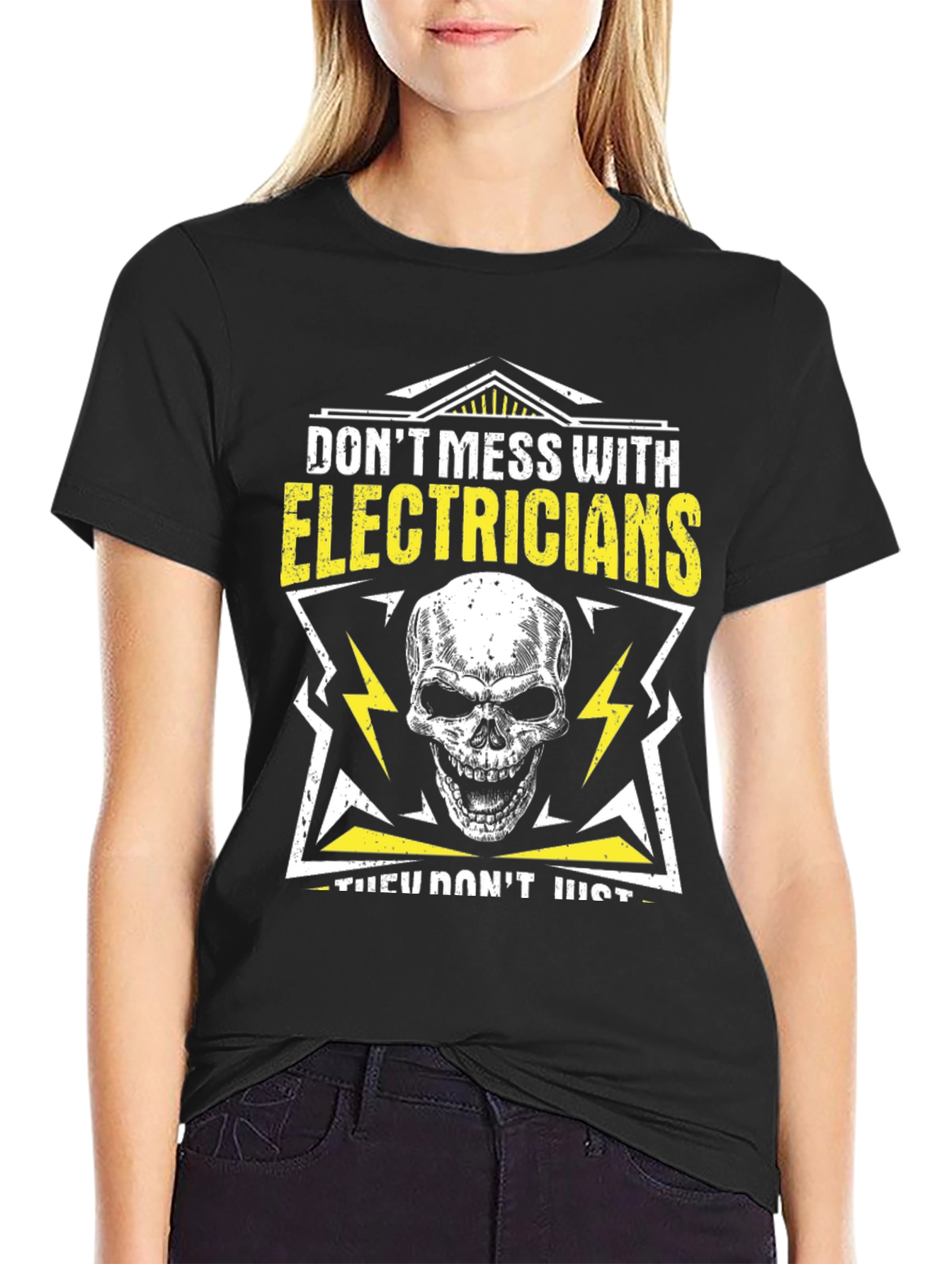 Electrician Skull Graphic T-Shirt