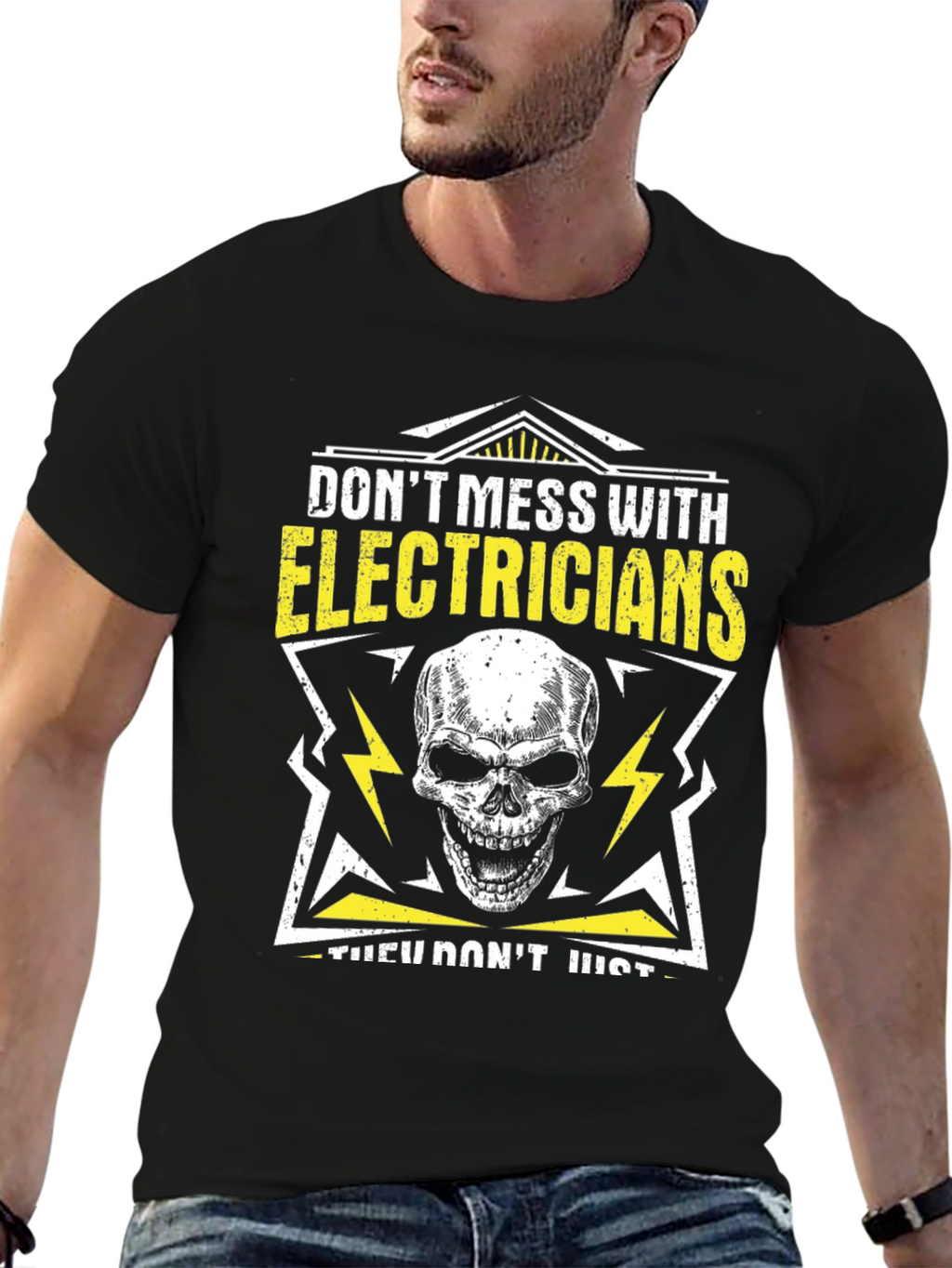 Electrician Skull Graphic T-Shirt