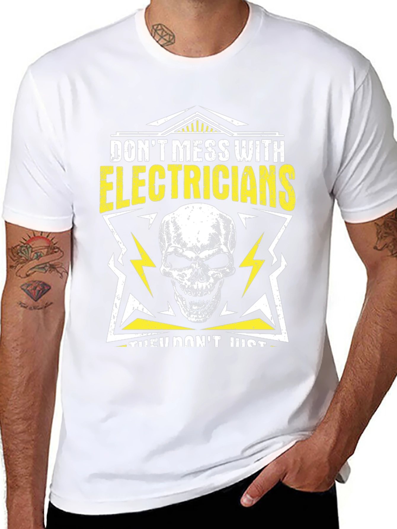 Electrician Skull Graphic T-Shirt
