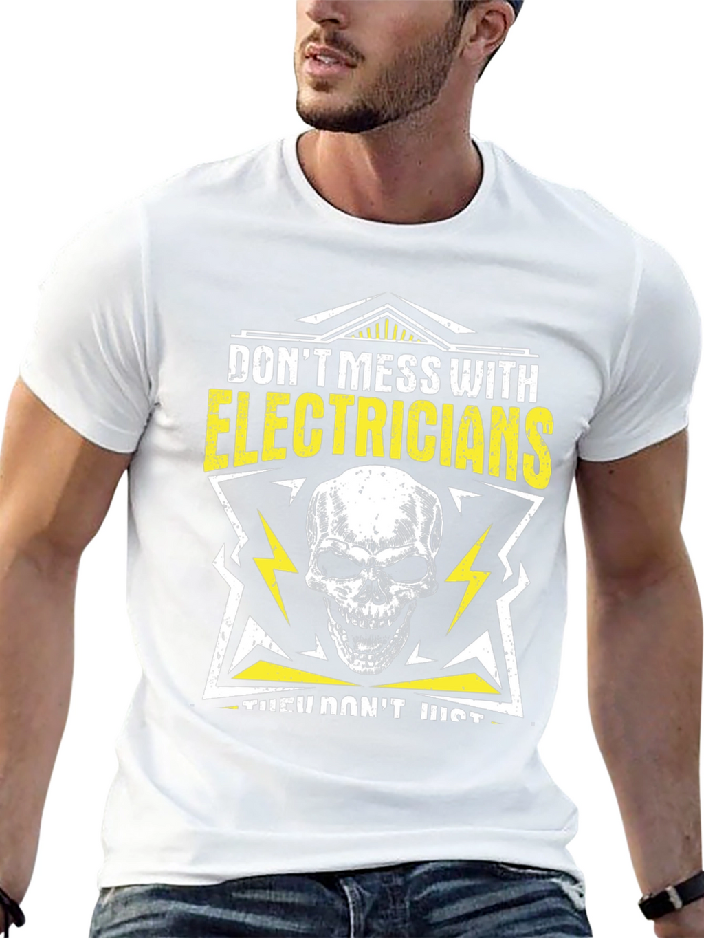 Electrician Skull Graphic T-Shirt