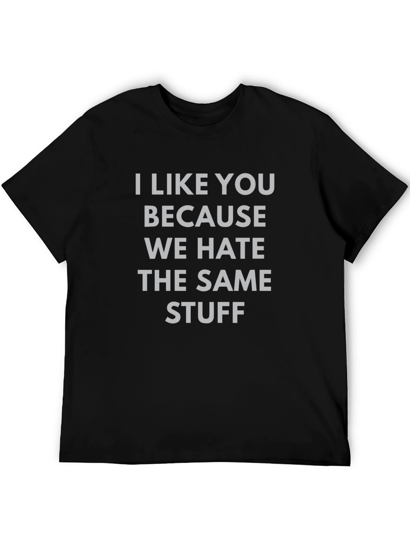 Funny Graphic Tee: I Like You Because We Hate Stuff