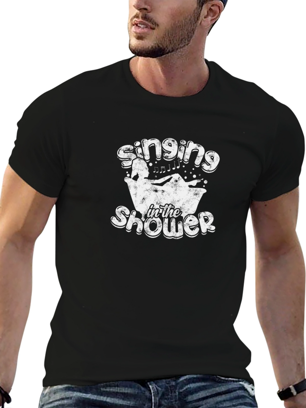 Singing In The Shower Black Cotton Tee