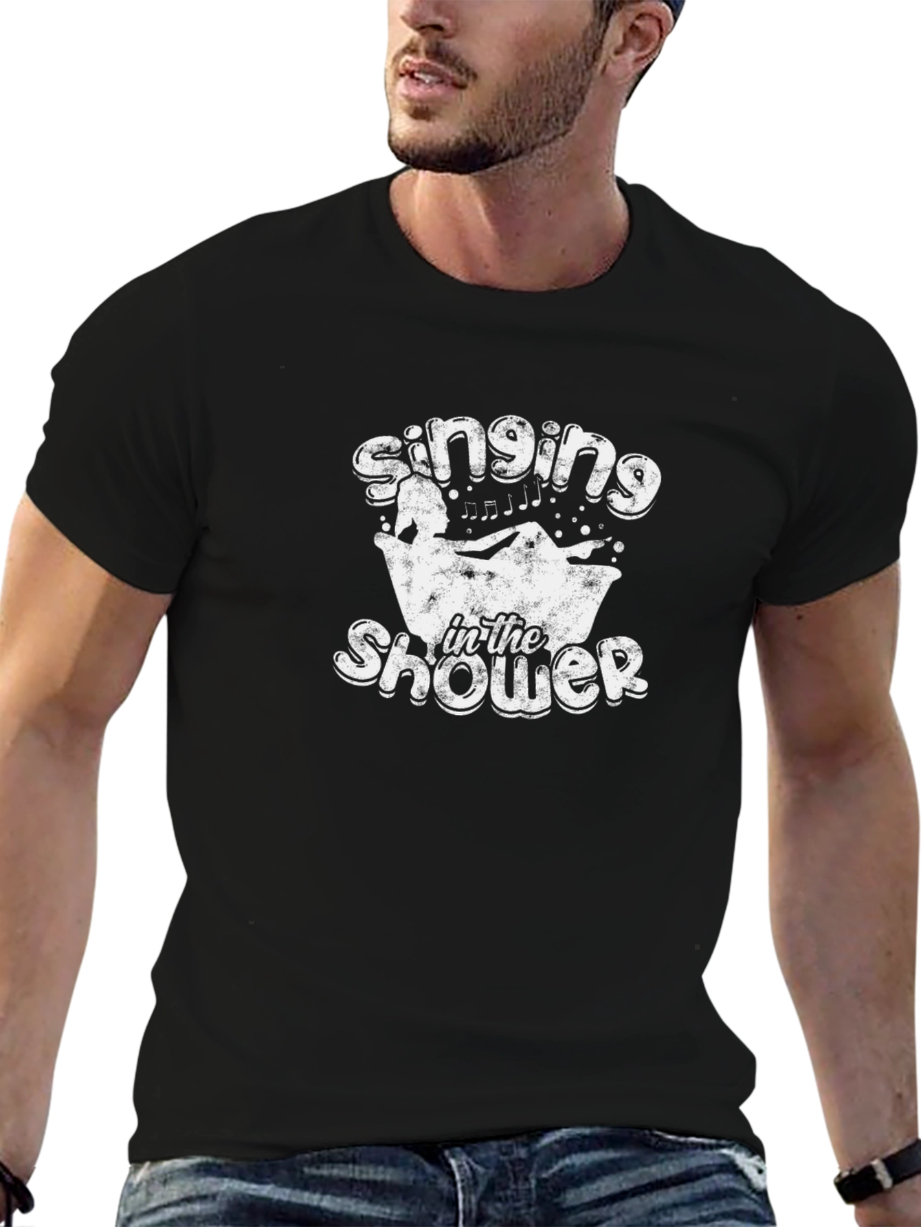 Singing In The Shower Black Cotton Tee