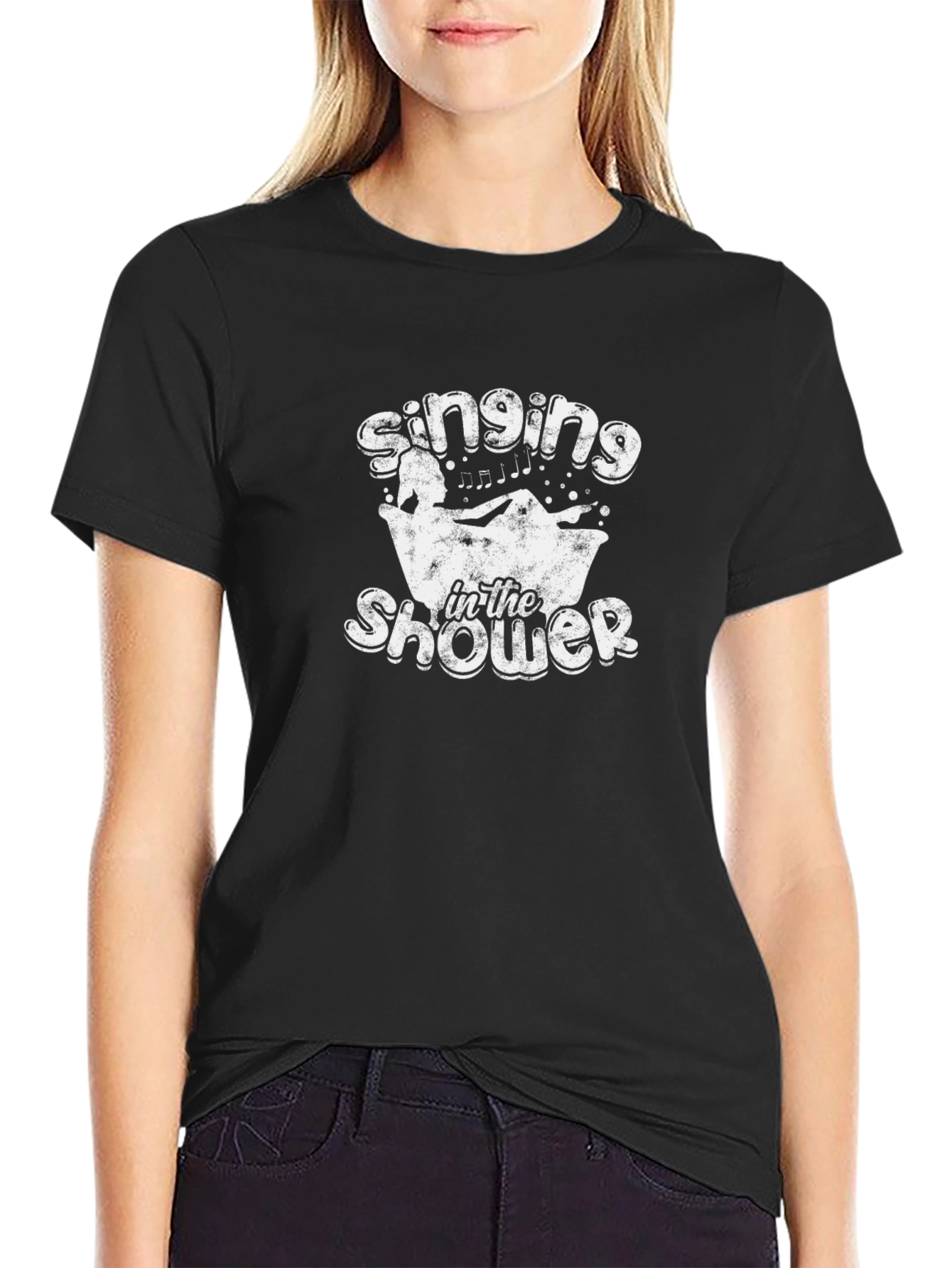 Singing In The Shower Black Cotton Tee
