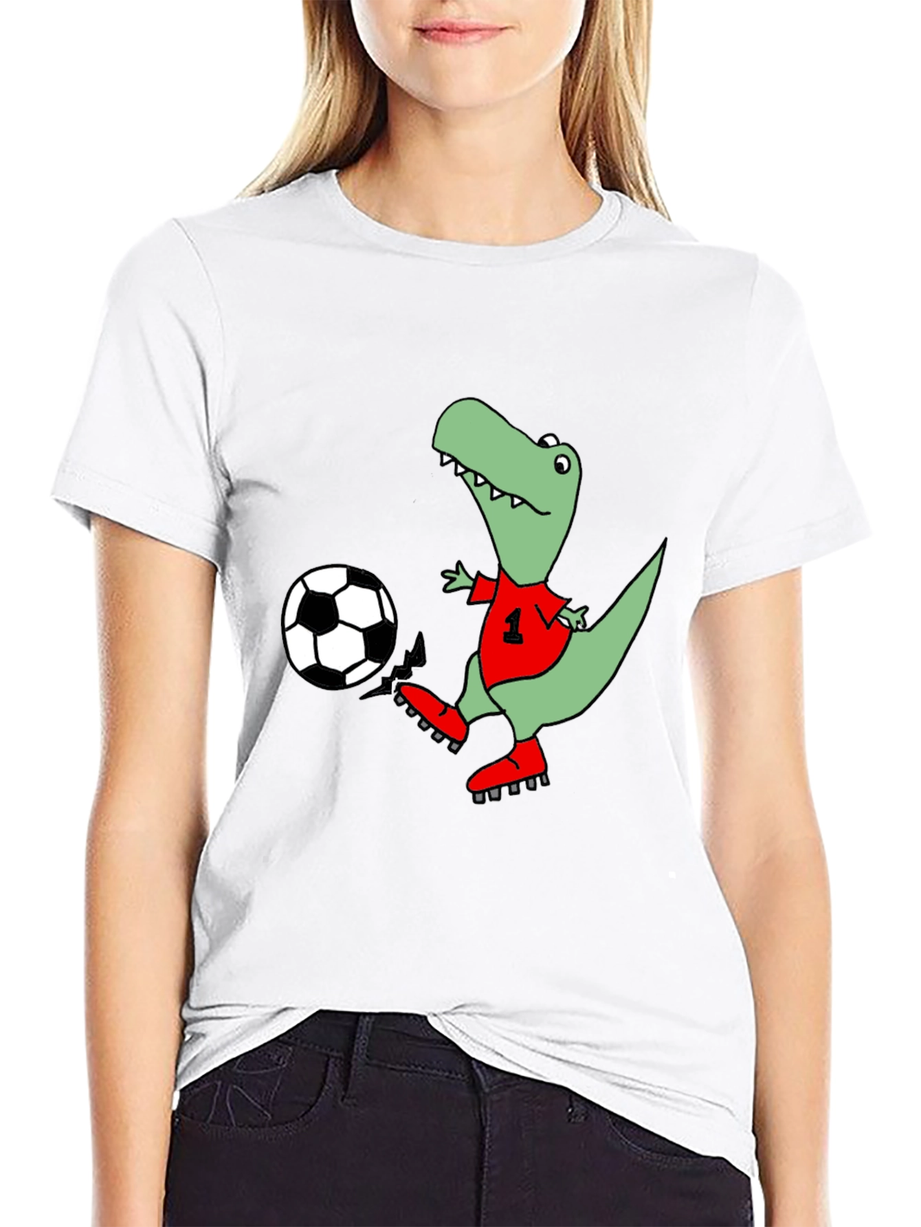 Dino Soccer T-Shirt - Black Cotton Tee