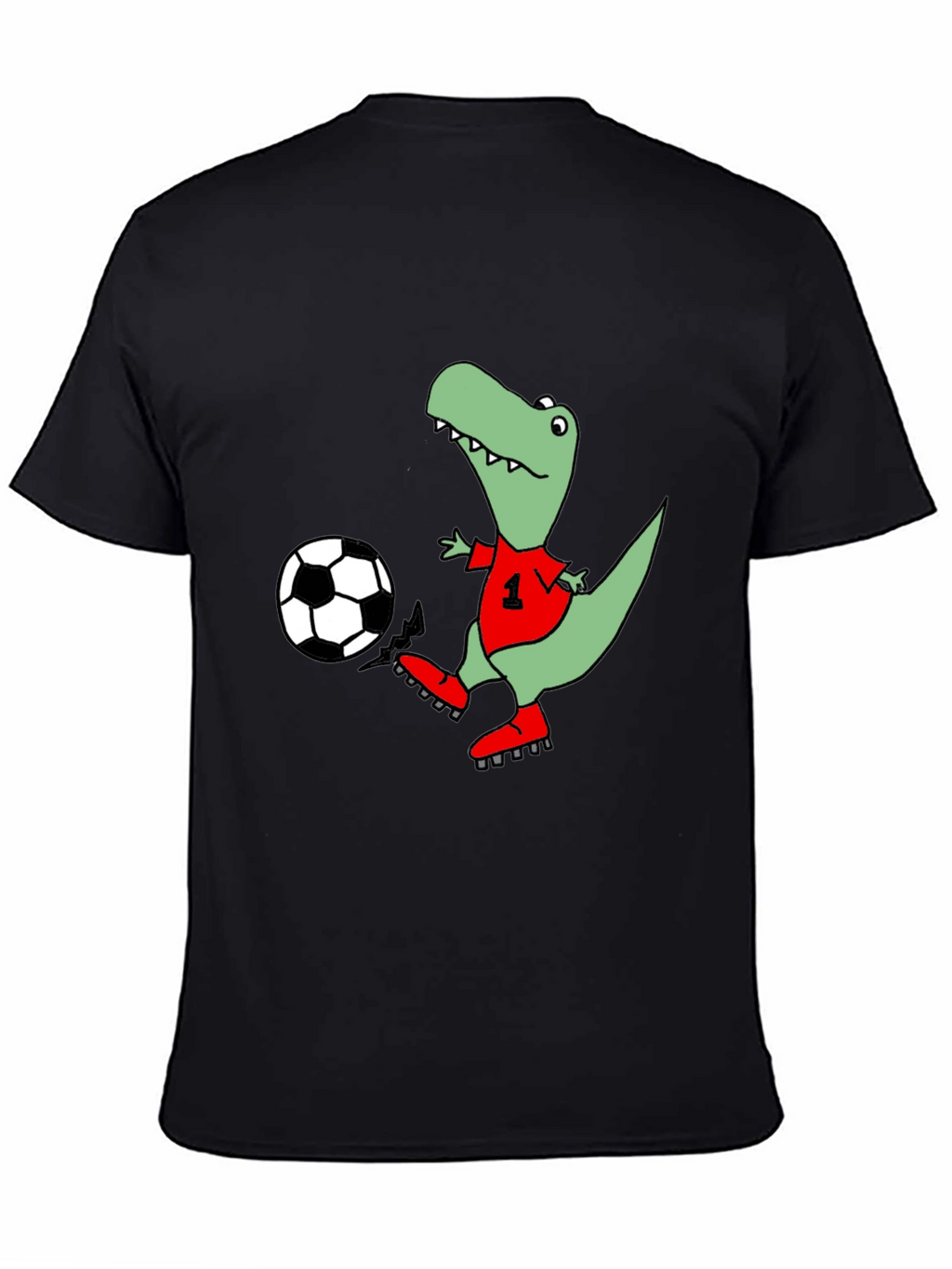 Dino Soccer T-Shirt - Black Cotton Tee