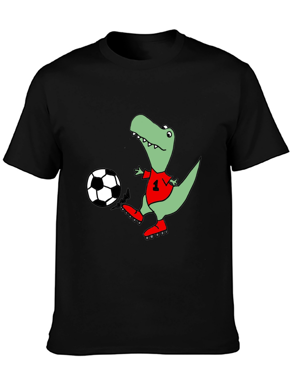 Dino Soccer T-Shirt - Black Cotton Tee