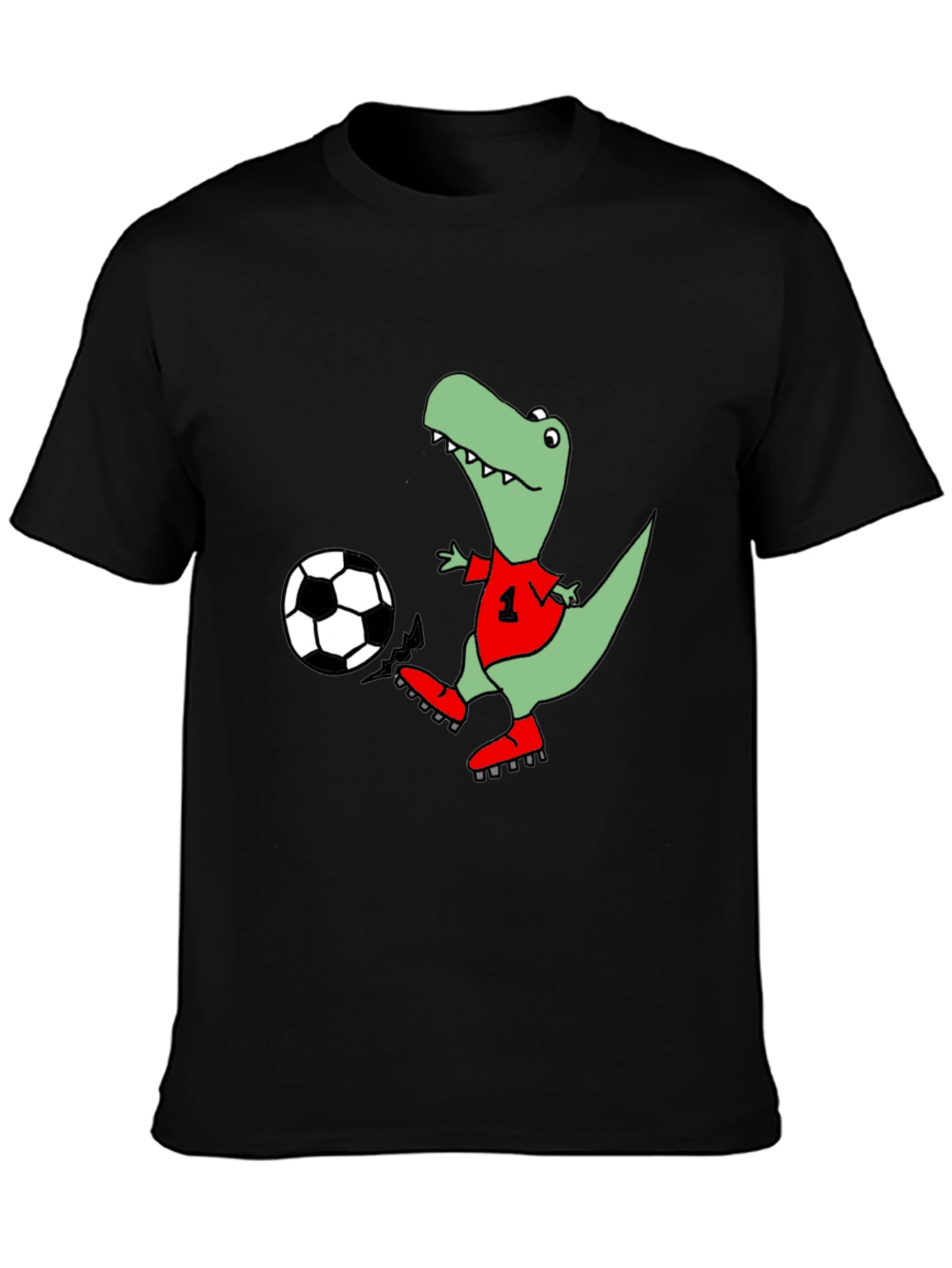 Dino Soccer T-Shirt - Black Cotton Tee