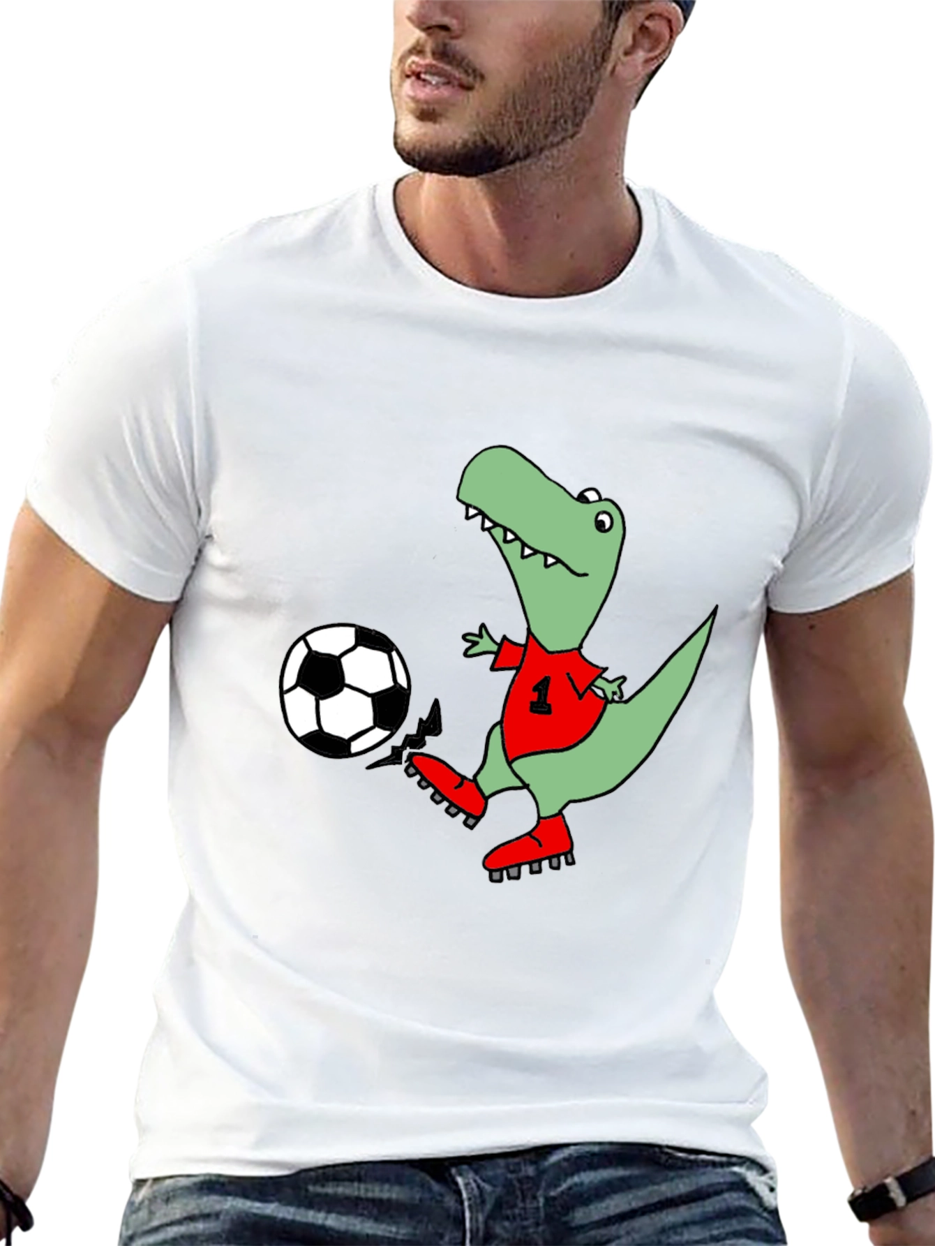 Dino Soccer T-Shirt - Black Cotton Tee
