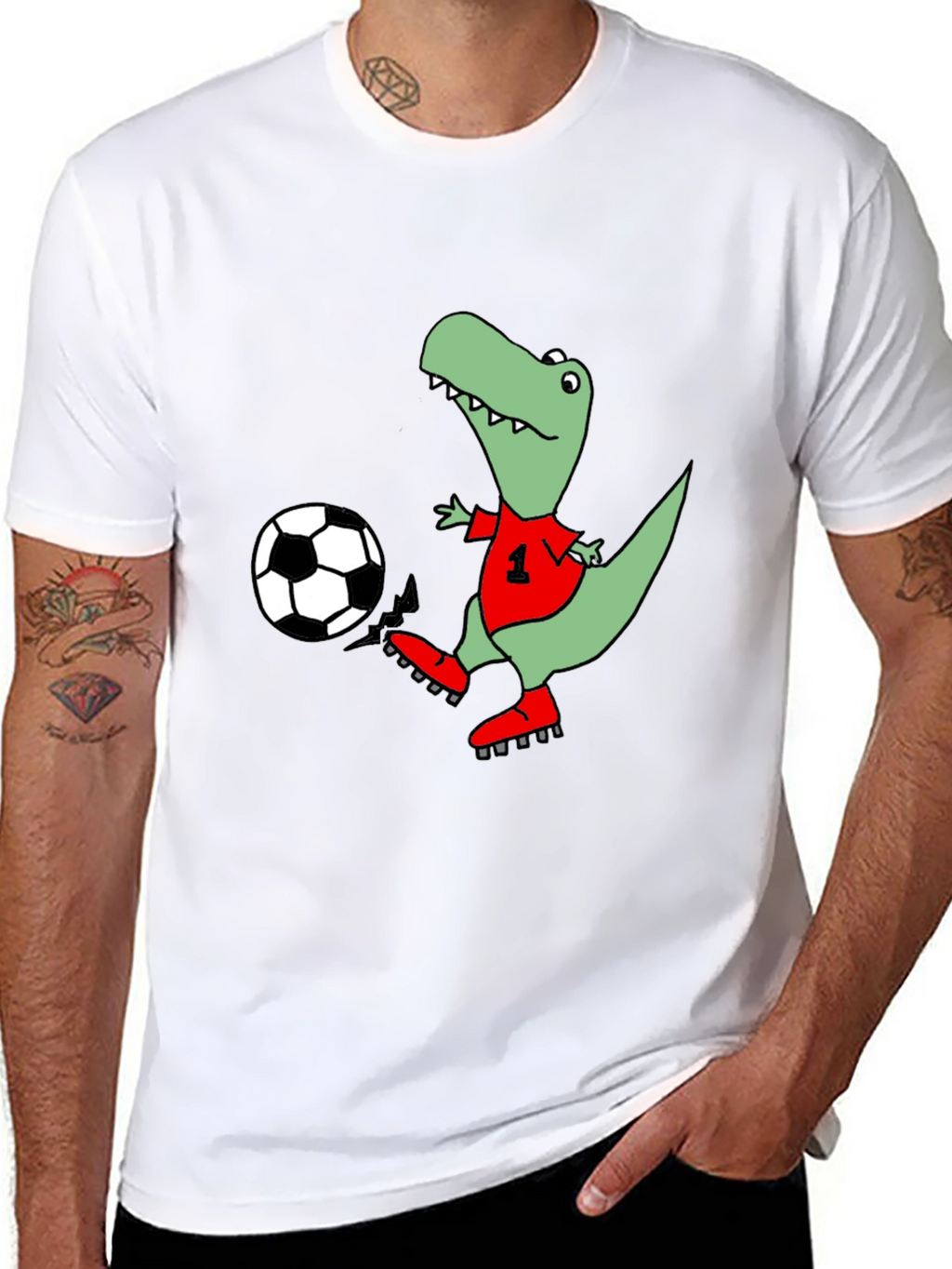 Dino Soccer T-Shirt - Black Cotton Tee