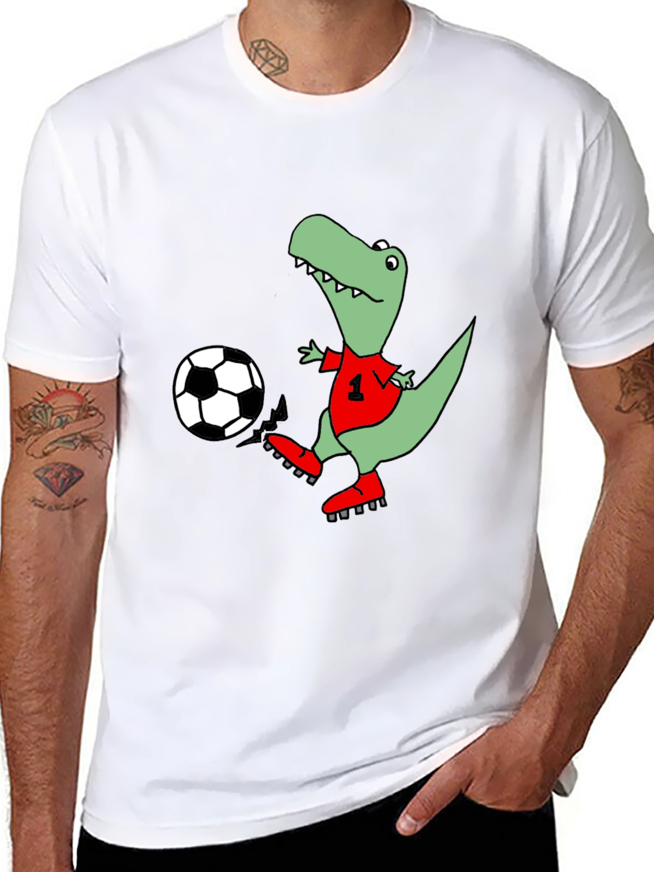 Dino Soccer T-Shirt - Black Cotton Tee