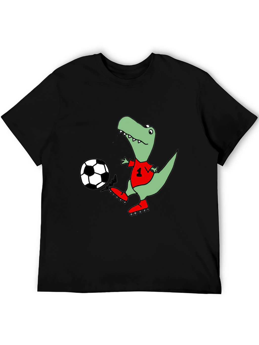 Dino Soccer T-Shirt - Black Cotton Tee