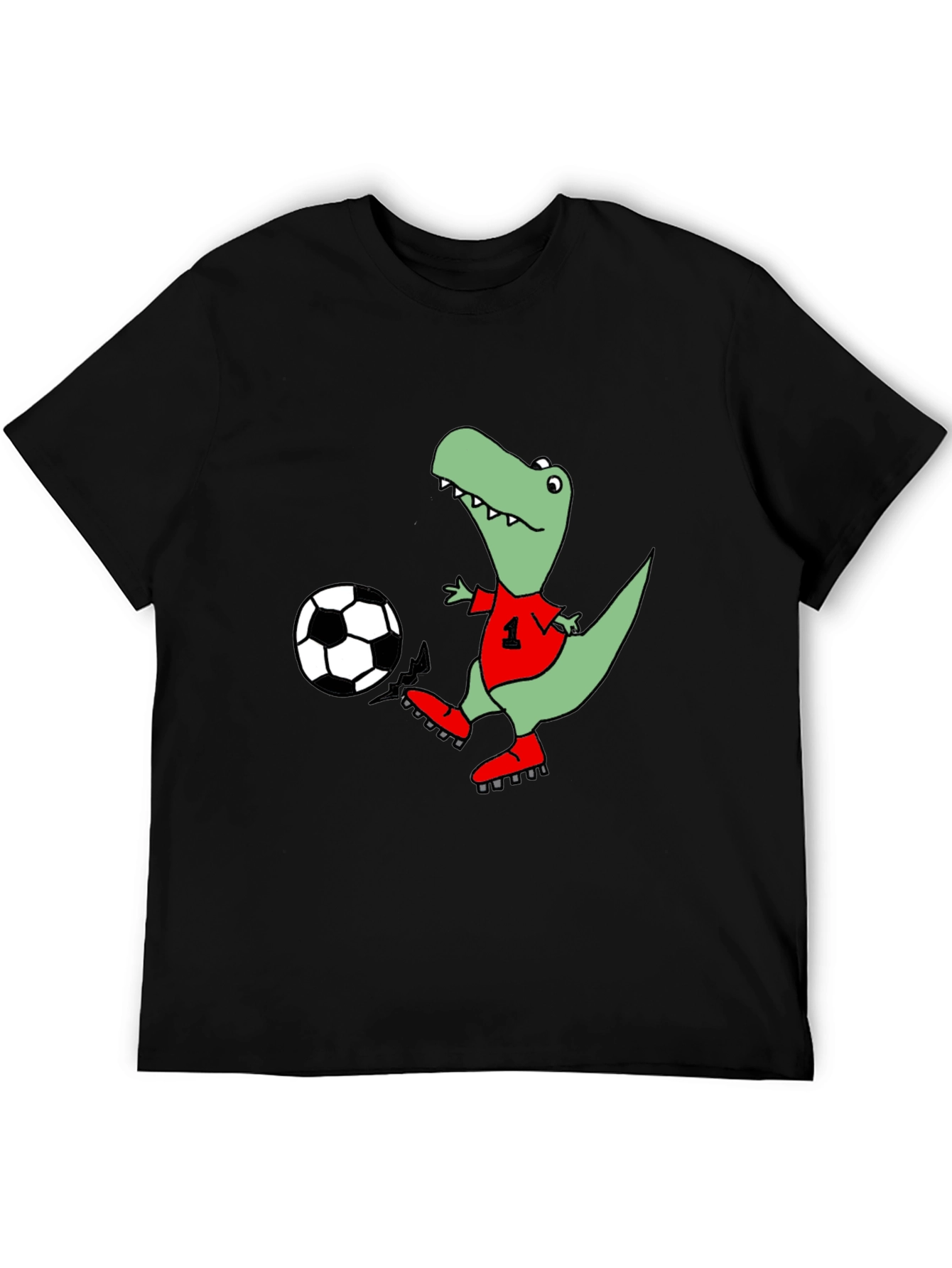 Dino Soccer T-Shirt - Black Cotton Tee