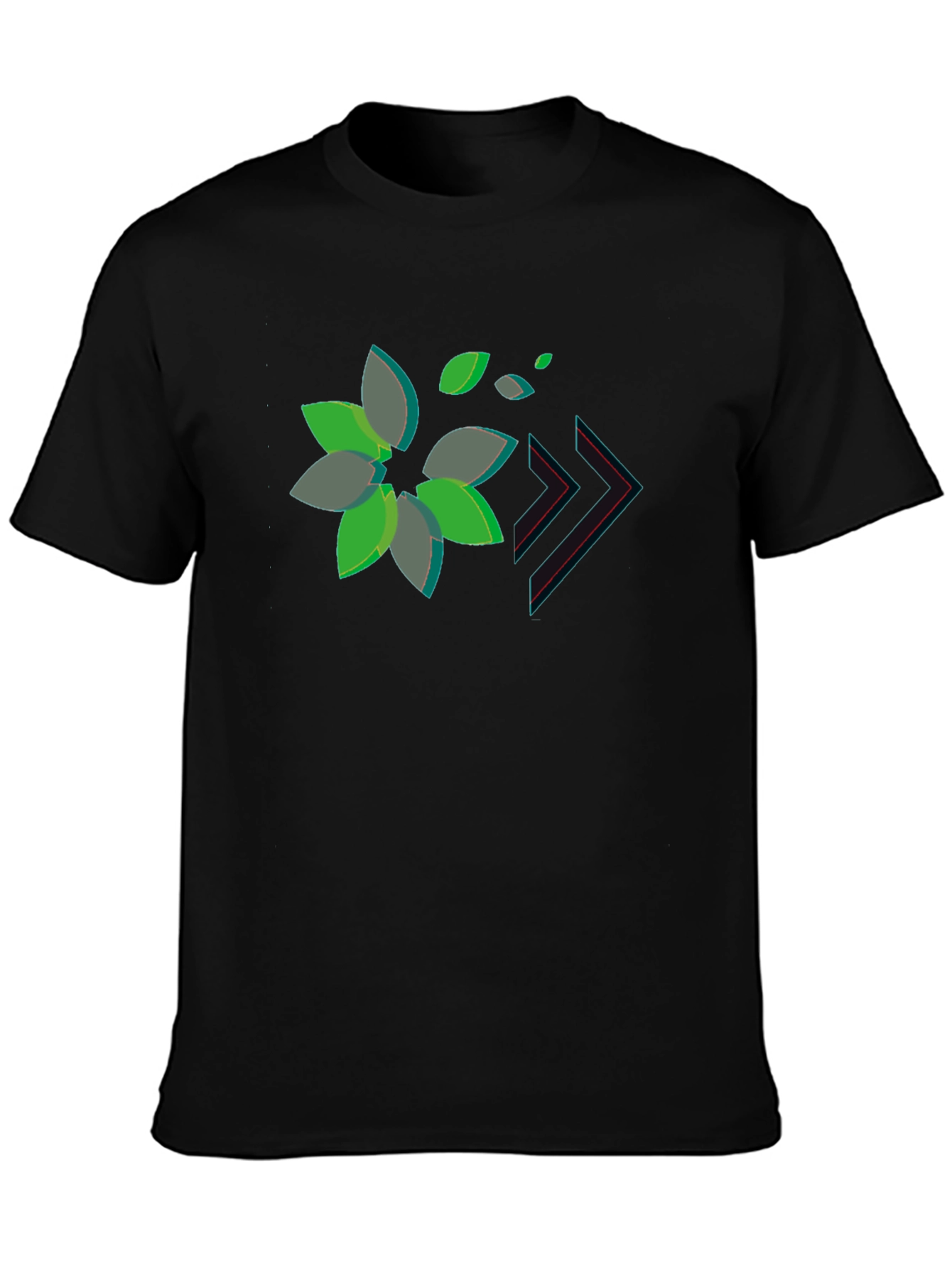 Stylish Black Tee with Abstract Floral Design