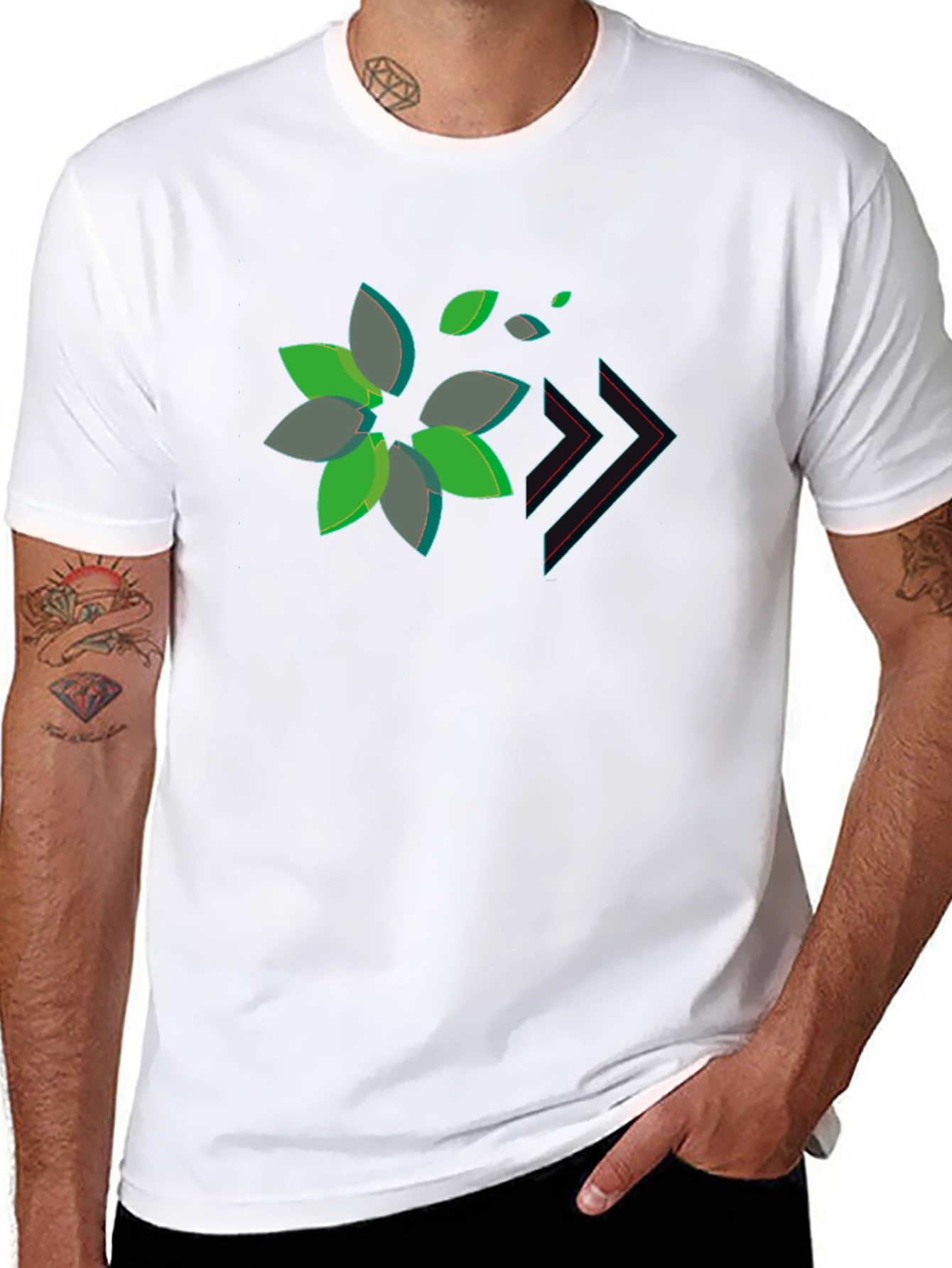 Stylish Black Tee with Abstract Floral Design