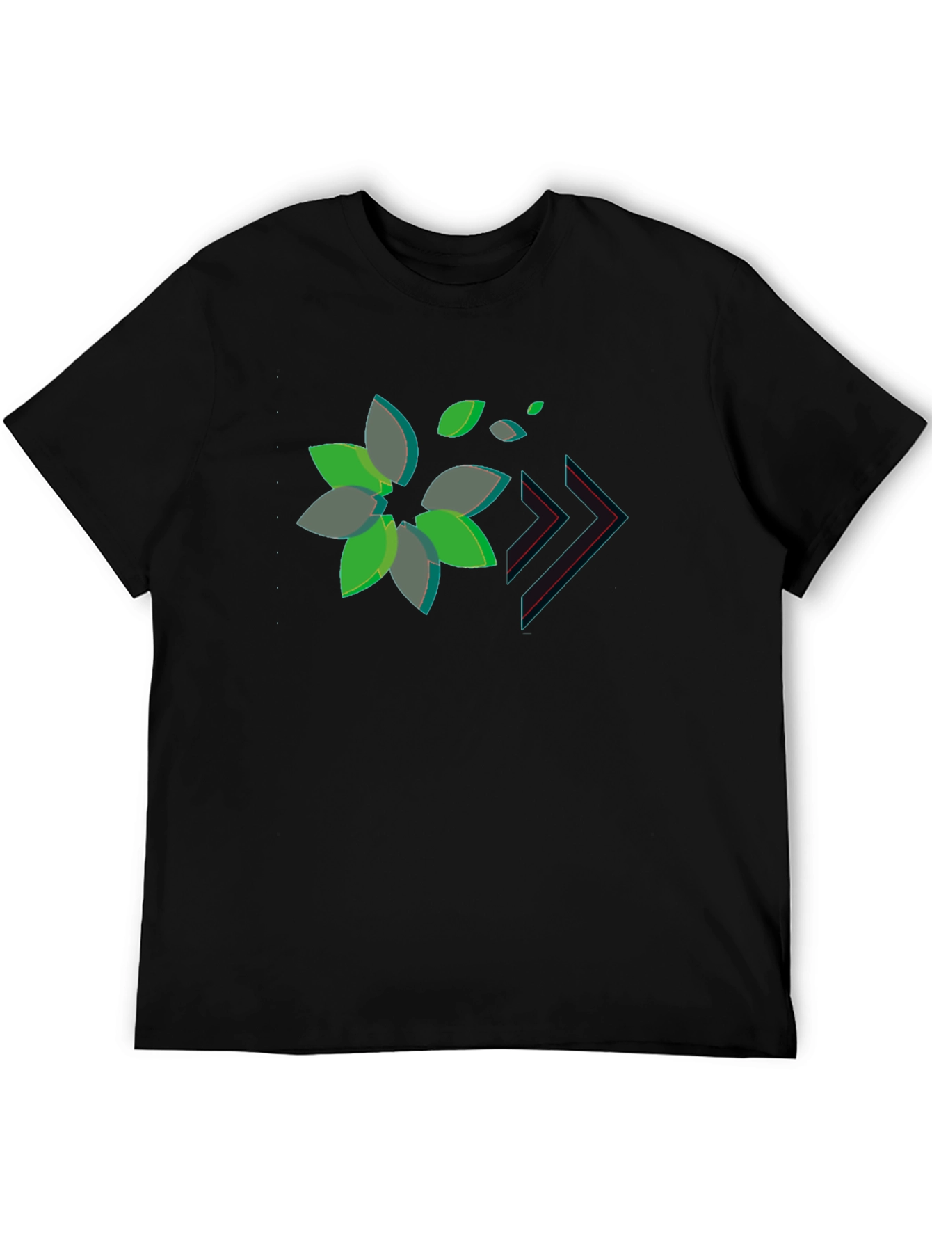 Stylish Black Tee with Abstract Floral Design