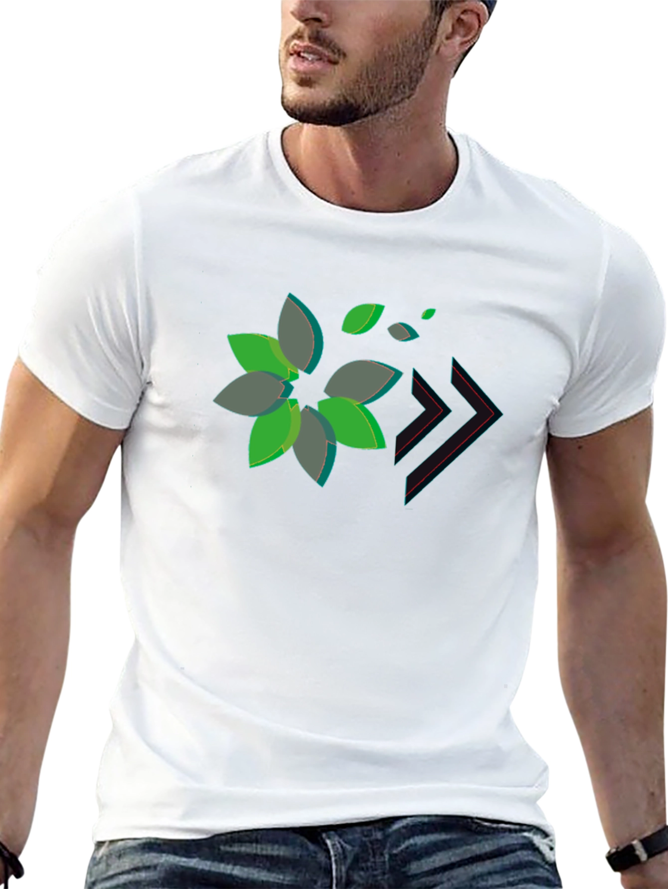 Stylish Black Tee with Abstract Floral Design