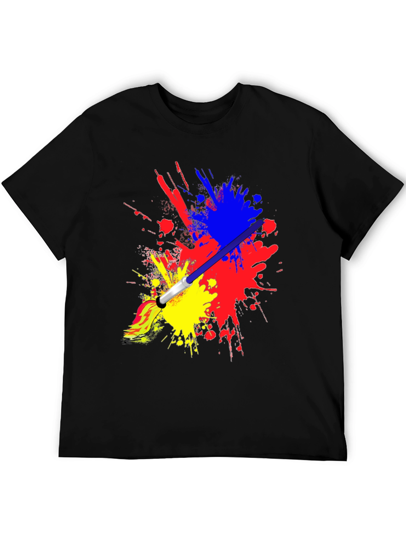 Abstract Paint Splatter Graphic Black T-Shirt