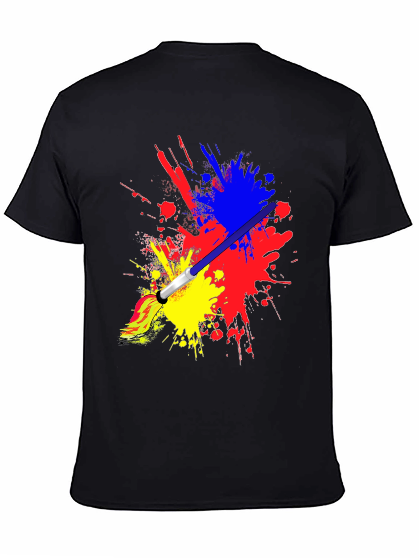 Abstract Paint Splatter Graphic Black T-Shirt