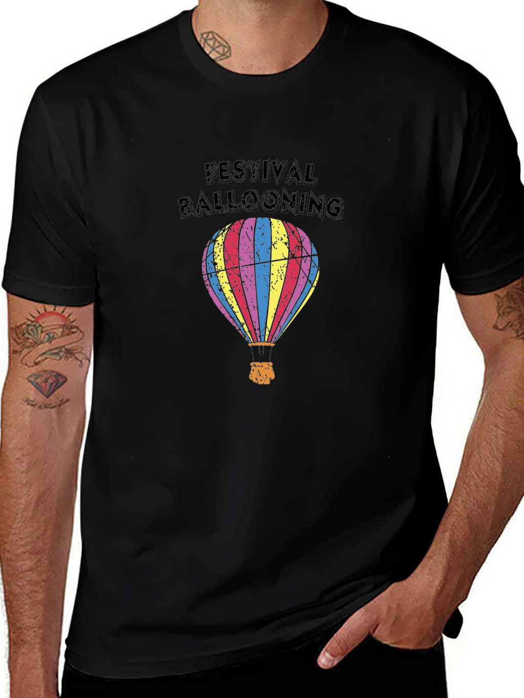 Festival Ballooning Black Graphic Tee