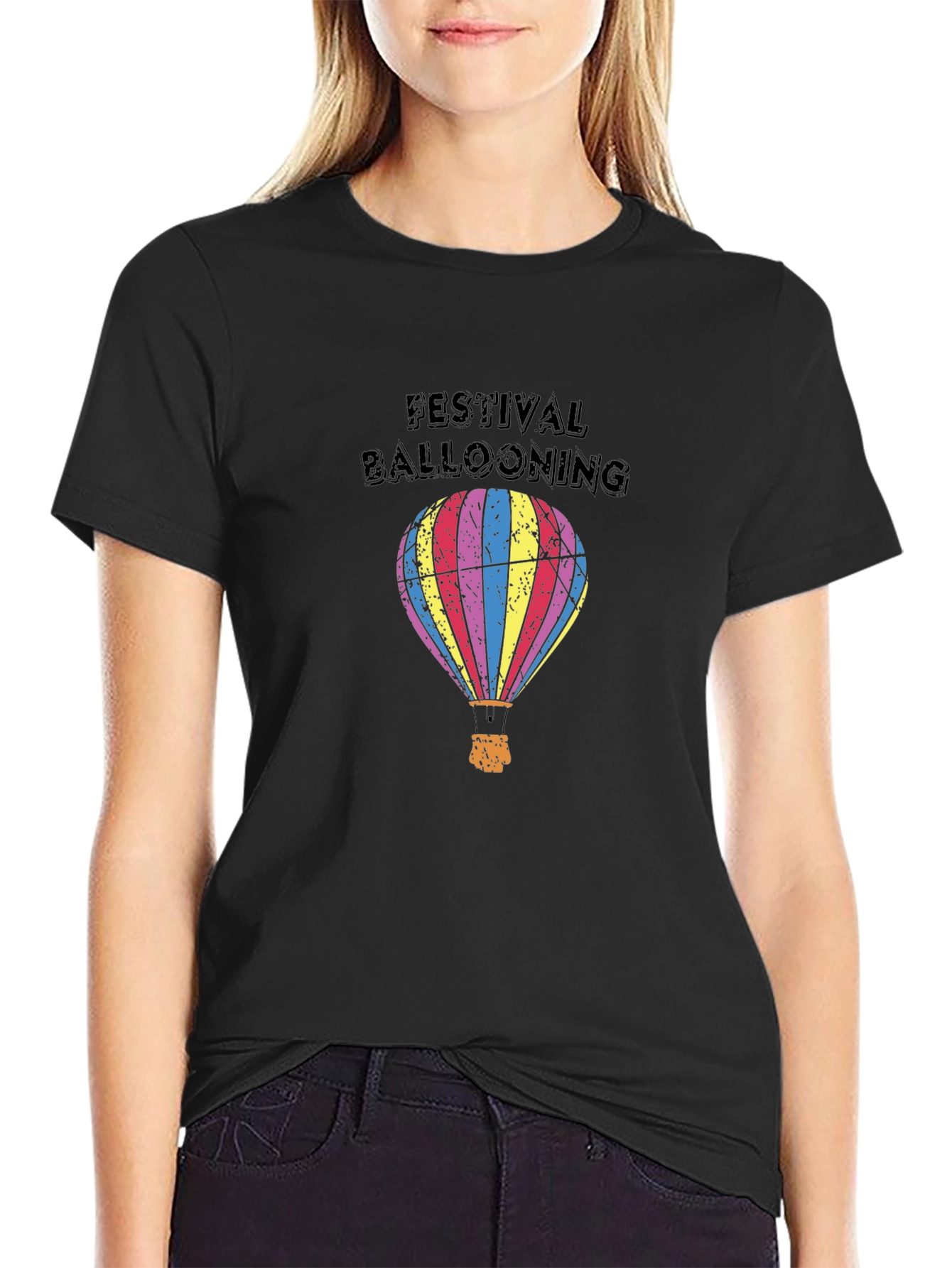Festival Ballooning Black Graphic Tee