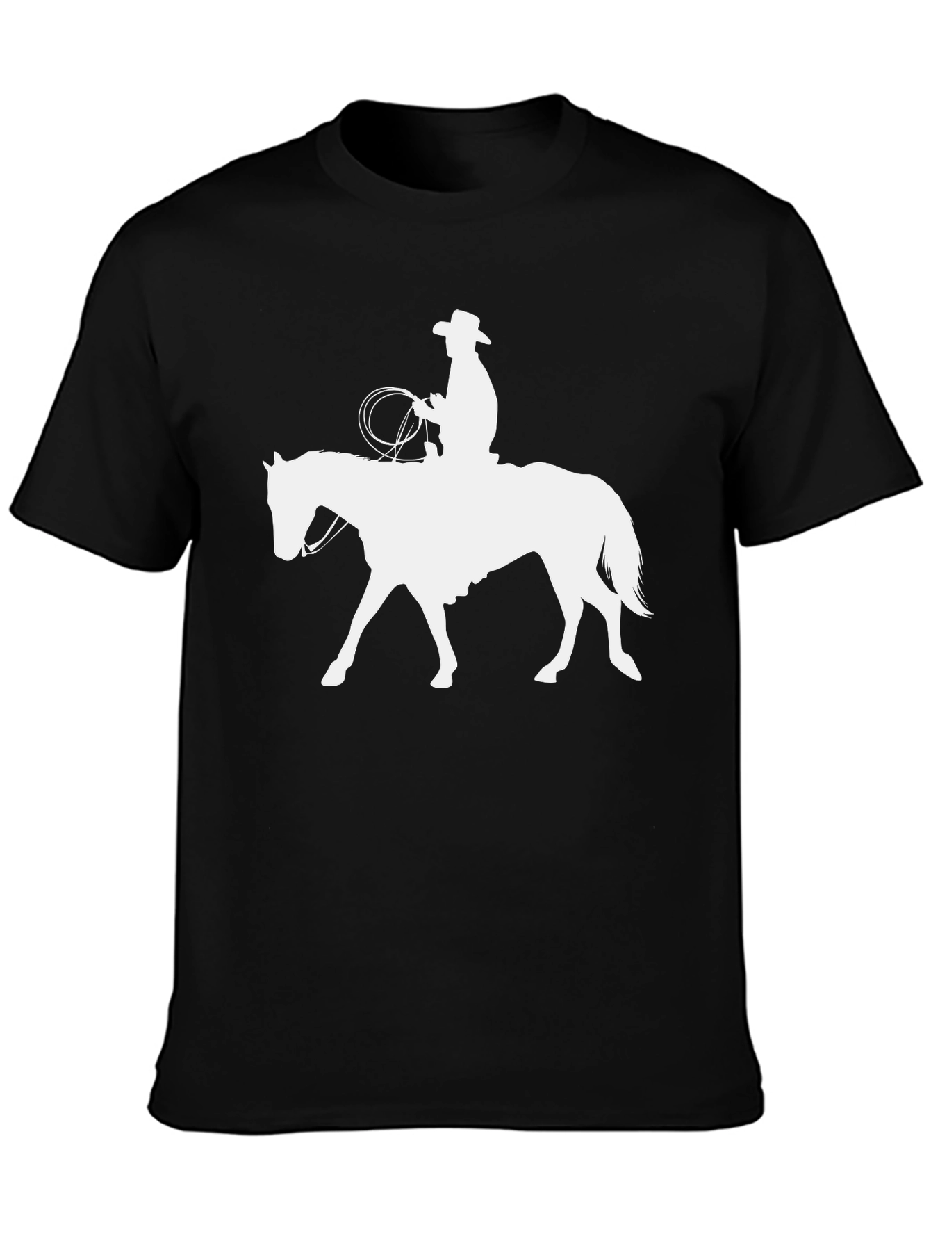 Cowboy Riding Horse Graphic Tee - Black